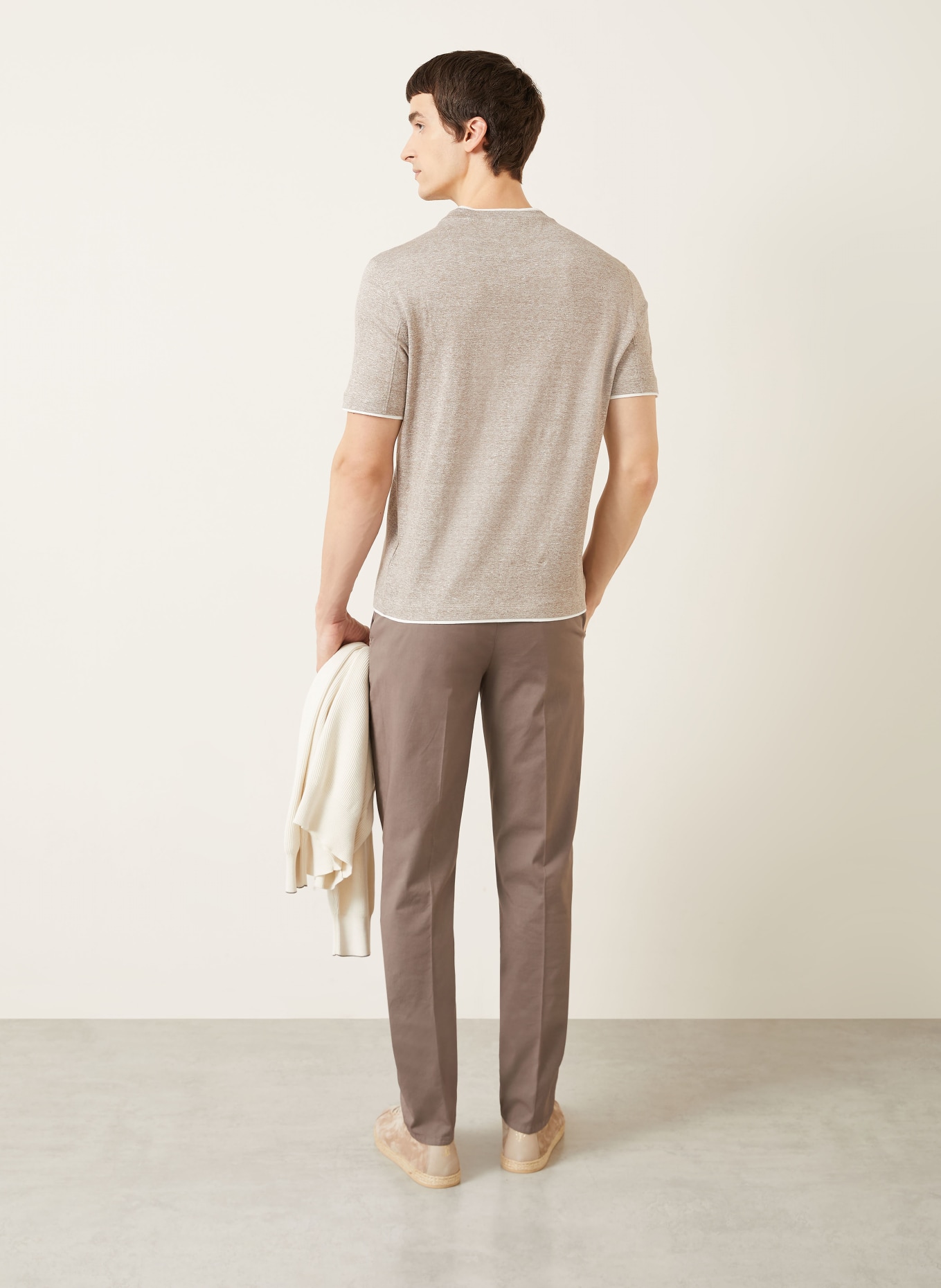 BRUNELLO CUCINELLI T-shirt with linen: BEIGE / WHITE