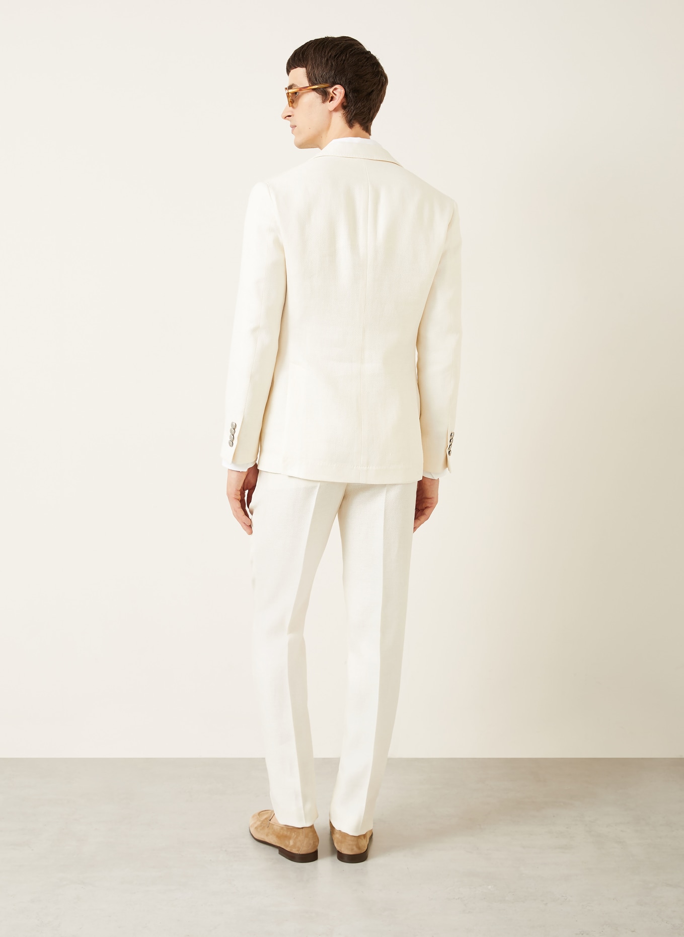 BRUNELLO CUCINELLI Anzug Extra Slim Fit mit Seide und Leinen: CREME