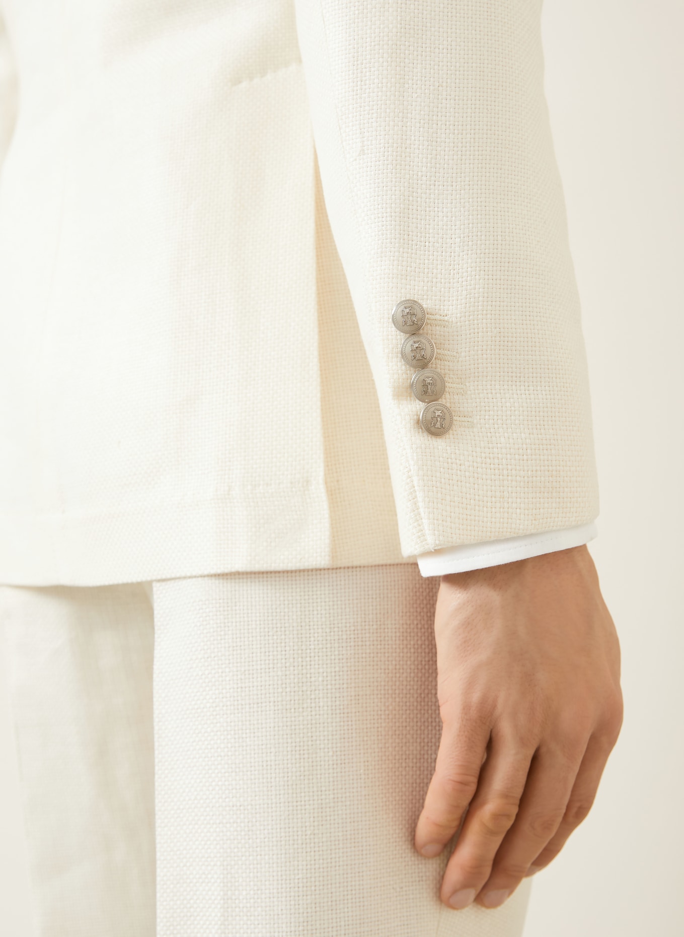 BRUNELLO CUCINELLI Anzug Extra Slim Fit mit Seide und Leinen: CREME