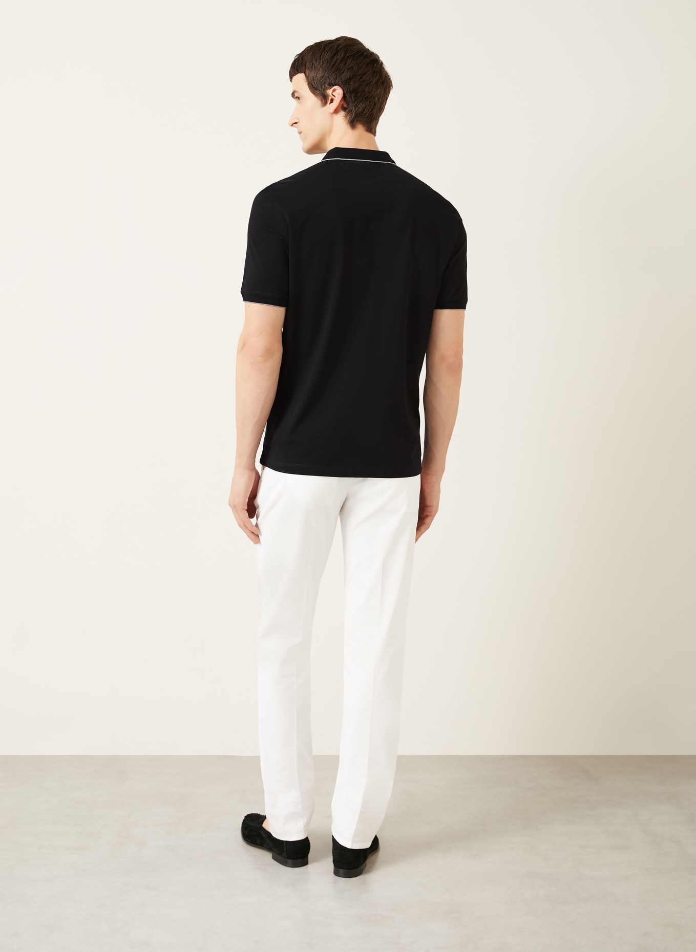 BRUNELLO CUCINELLI Jersey-Poloshirt: SCHWARZ / GRAU