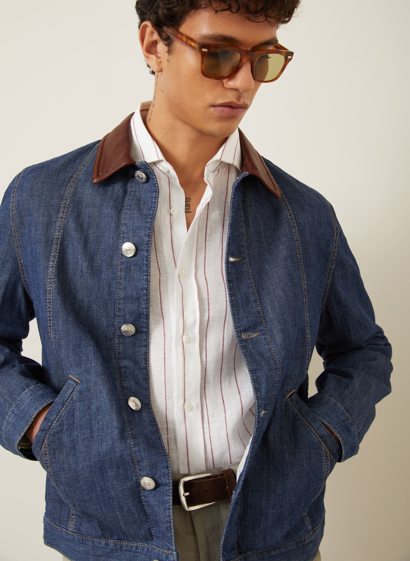 BRUNELLO CUCINELLI denim jacket: COH51 DENIM SCURO+BRUCIATO