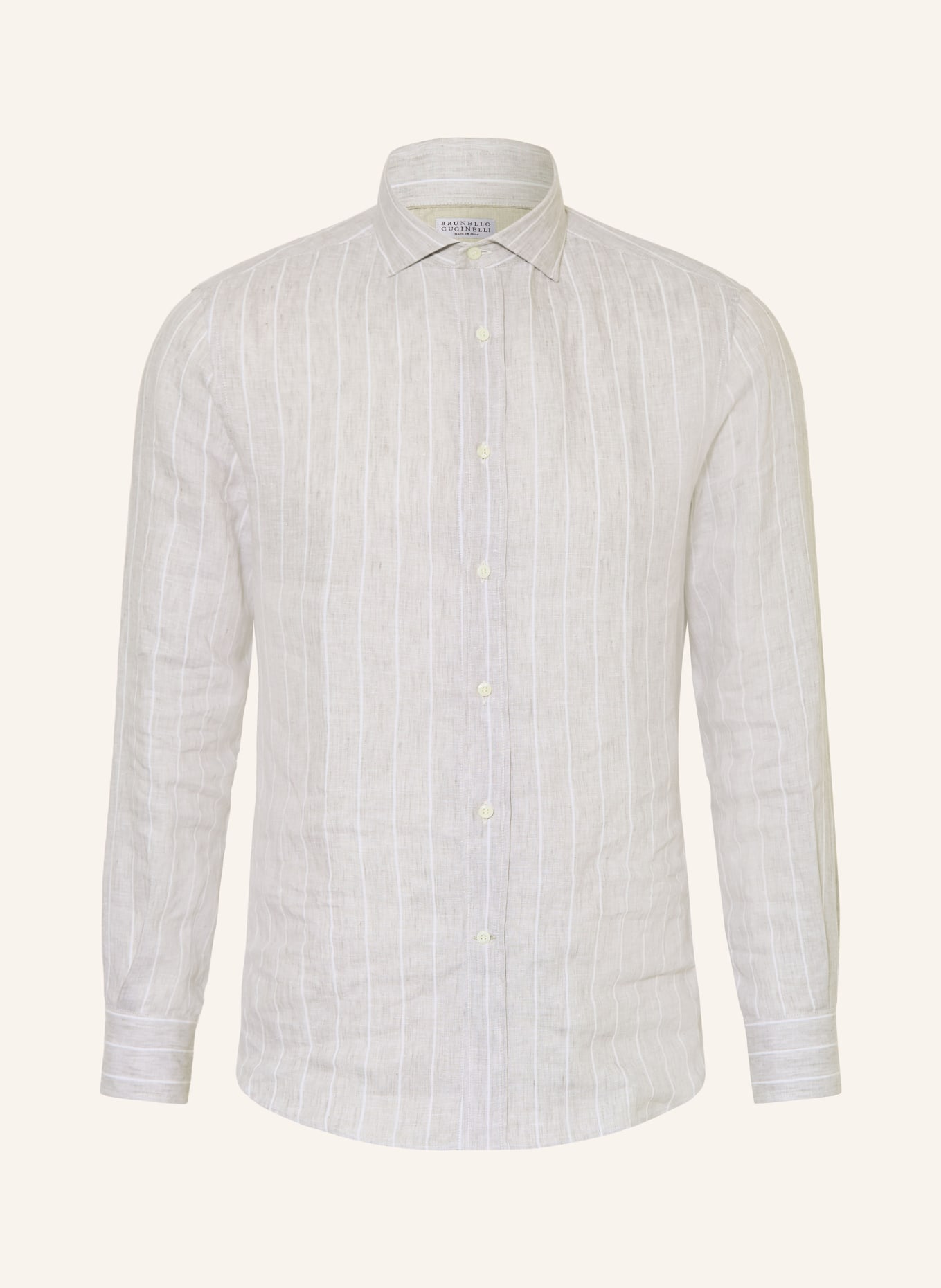 BRUNELLO CUCINELLI Leinenhemd Easy Fit: GRAU / WEISS
