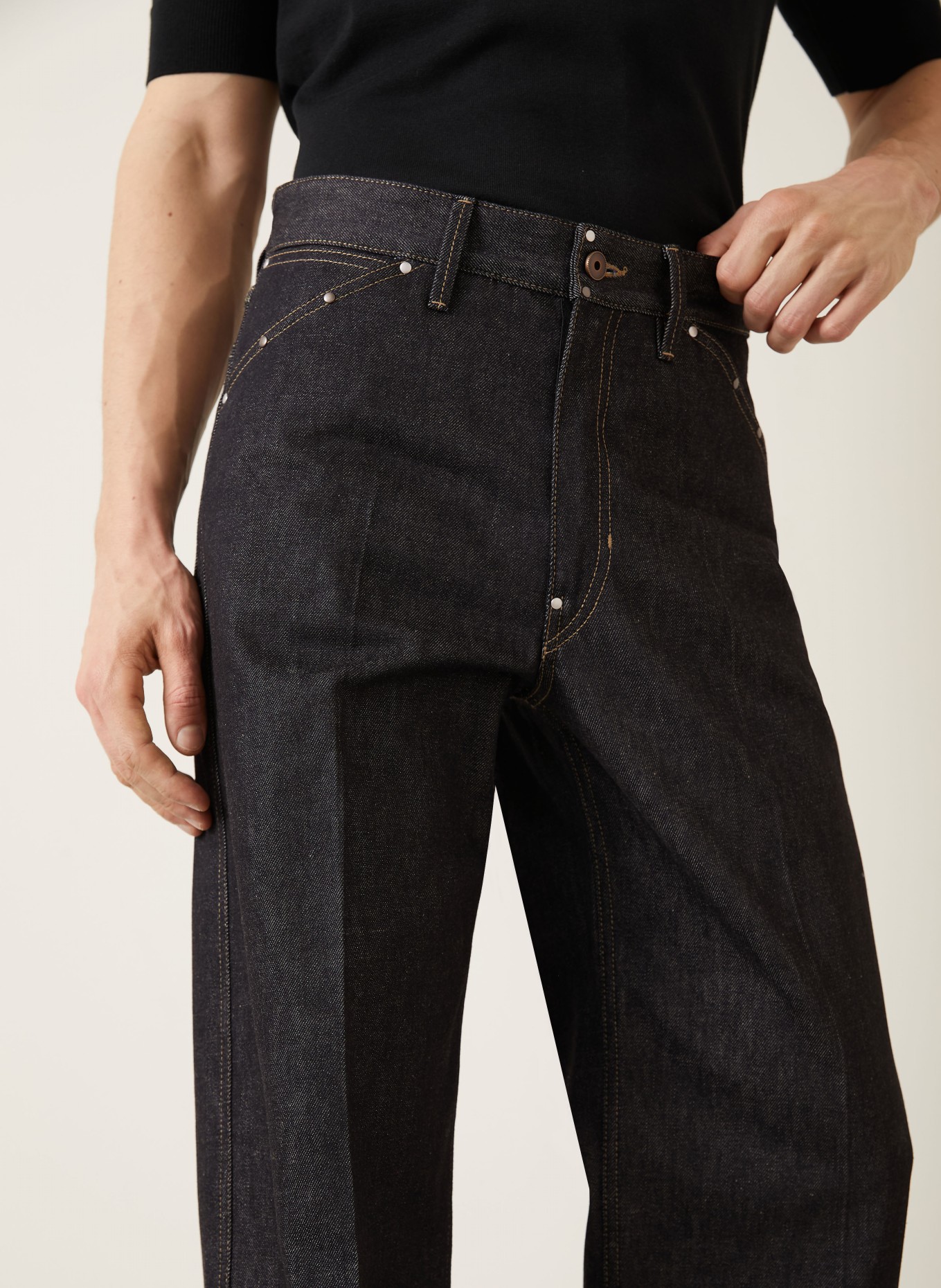 LEMAIRE Regular fit jeans with rivets: BK965 SLATE