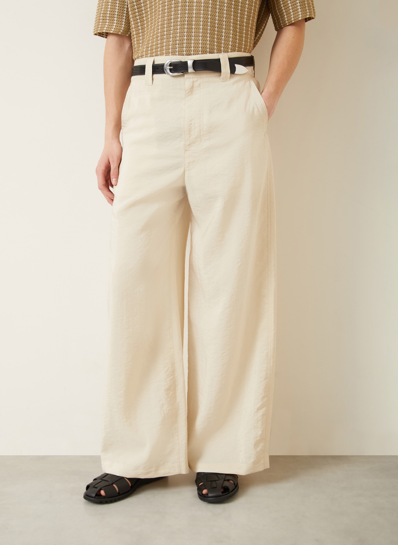 LEMAIRE Silk pants, regular fit: BG235 OAT MILK