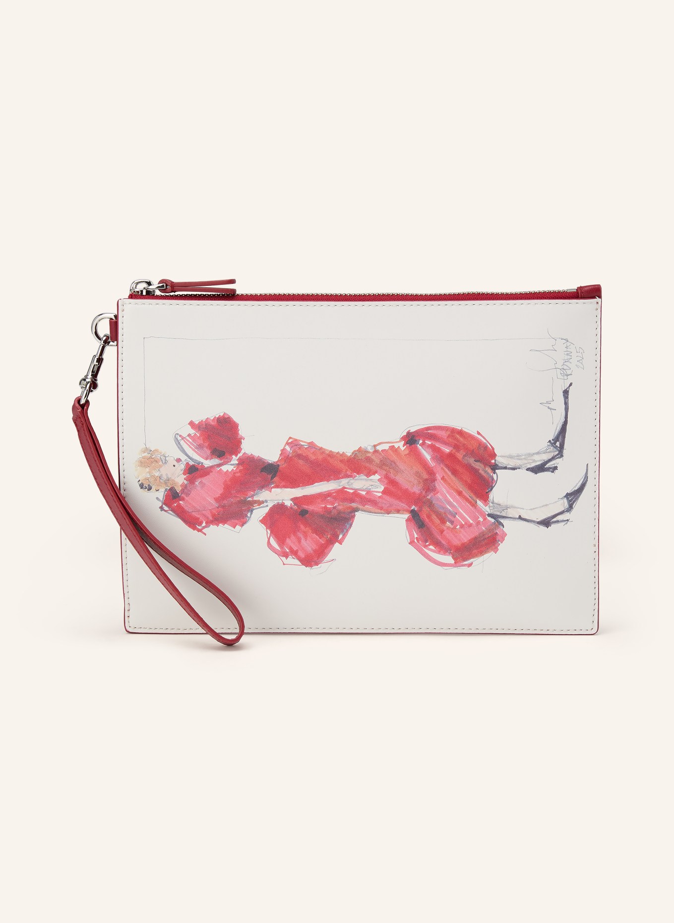 MARC JACOBS Pouch THE RUNWAY ILLUSTRATION WRISTLET: ROT / SILBER / WEISS