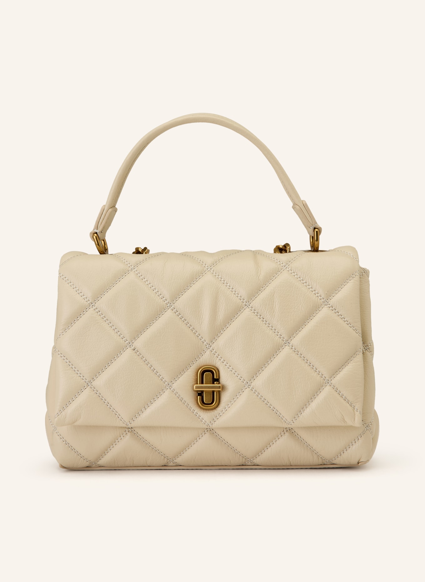 MARC JACOBS Torba na ramię THE SLIM DUAL CHAIN QUILTED: KREMOWY / ZŁOTY