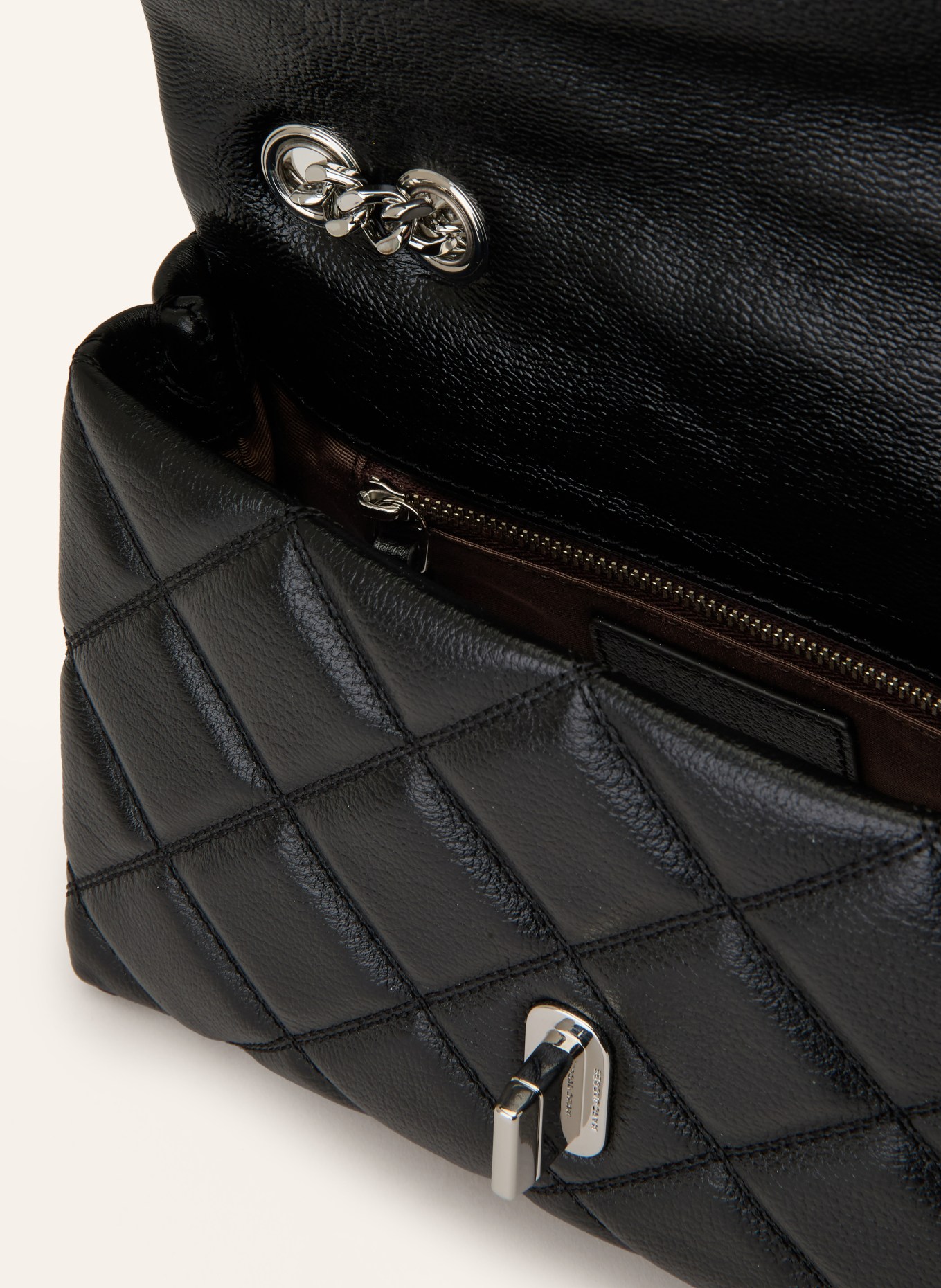 MARC JACOBS Torba na ramię THE SLIM DUAL CHAIN QUILTED: CZARNY / SREBRNY