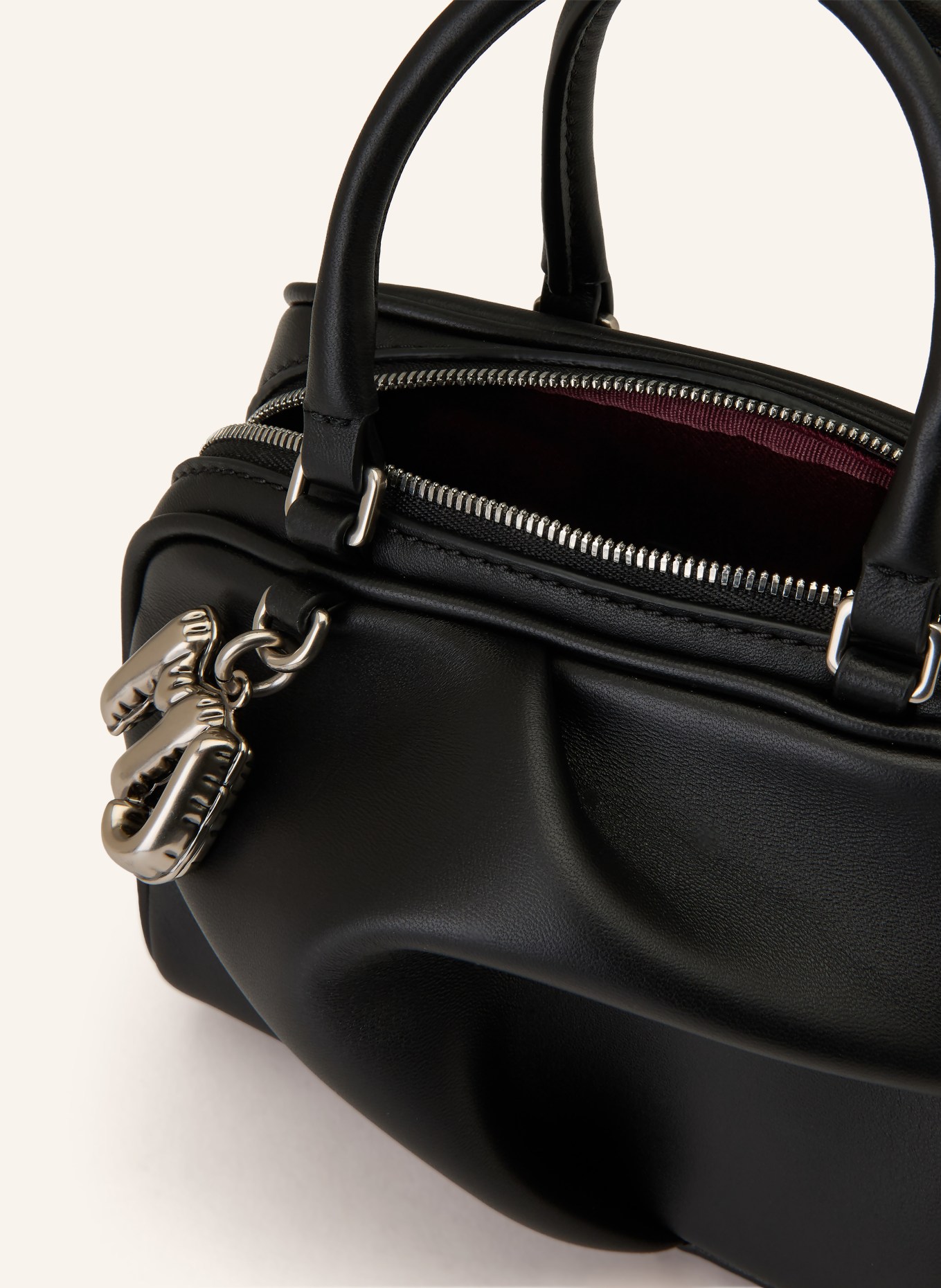 MARC JACOBS THE MICRO BAULETTO WAVE MINI handbag: BLACK / SILVER