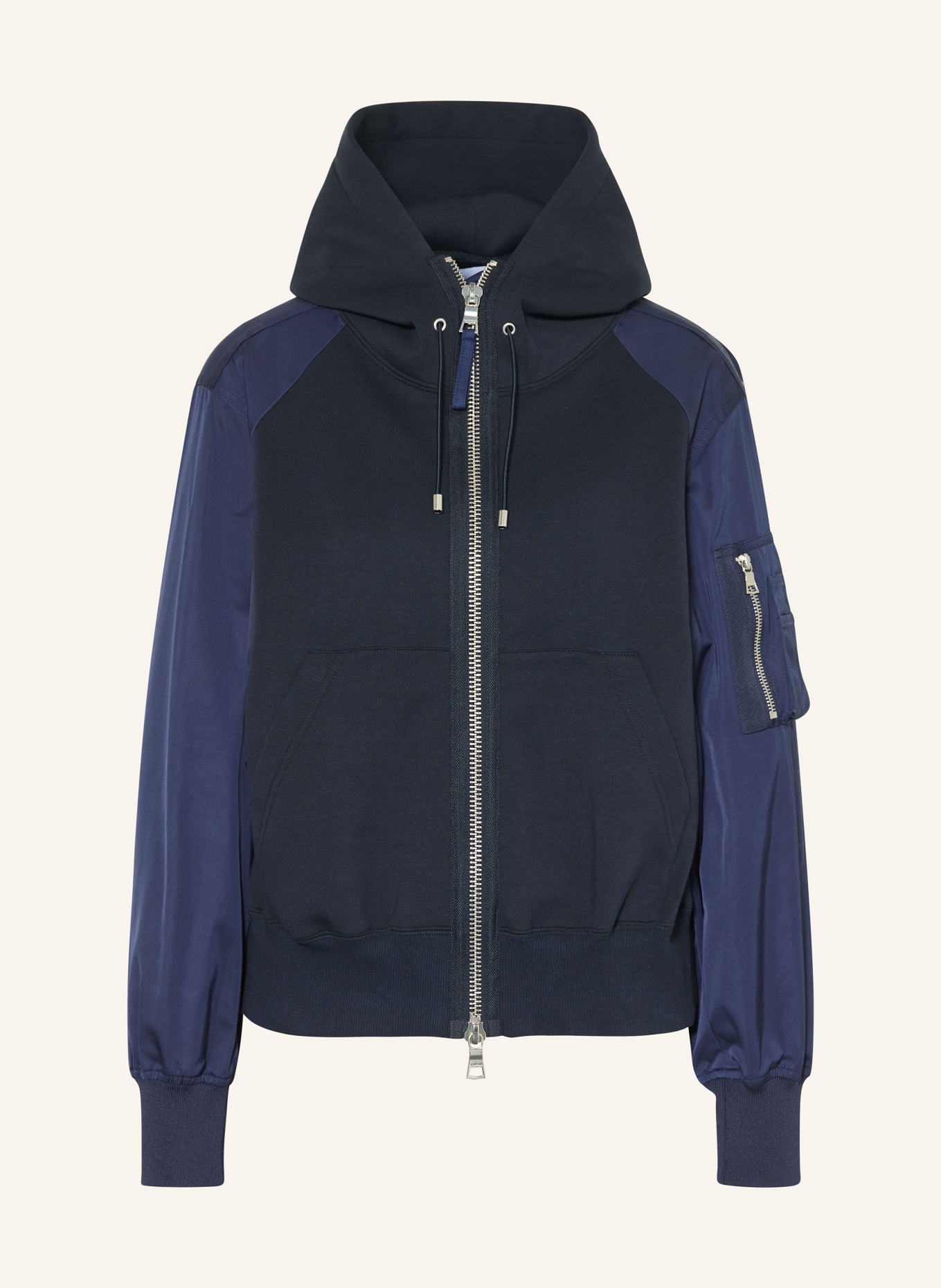 BLONDE No.8 Bunda BINE z kombinace materiálů: TMAVĚ MODRÁ