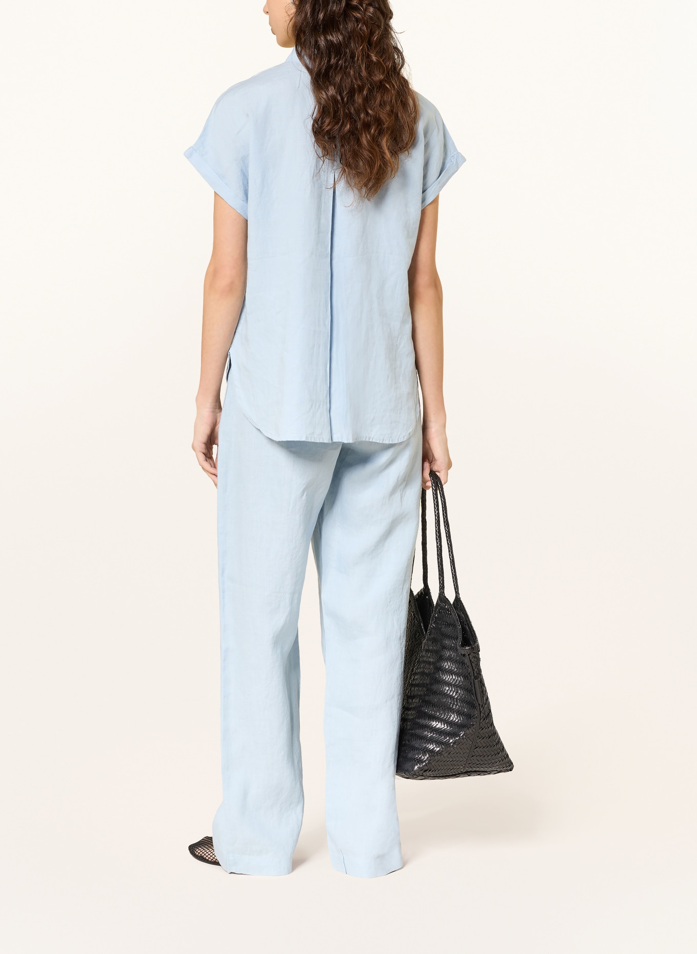 (THE MERCER) N.Y. Marlenehose aus Leinen: HELLBLAU