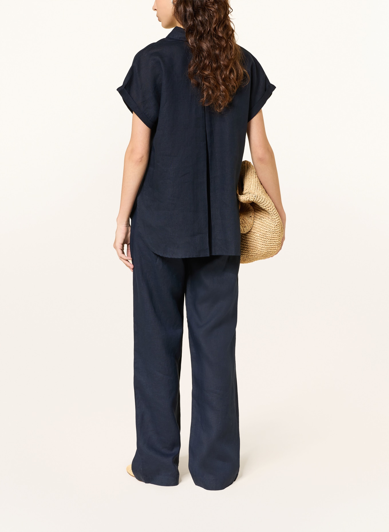 (THE MERCER) N.Y. Linen wide-leg pants: DARK BLUE