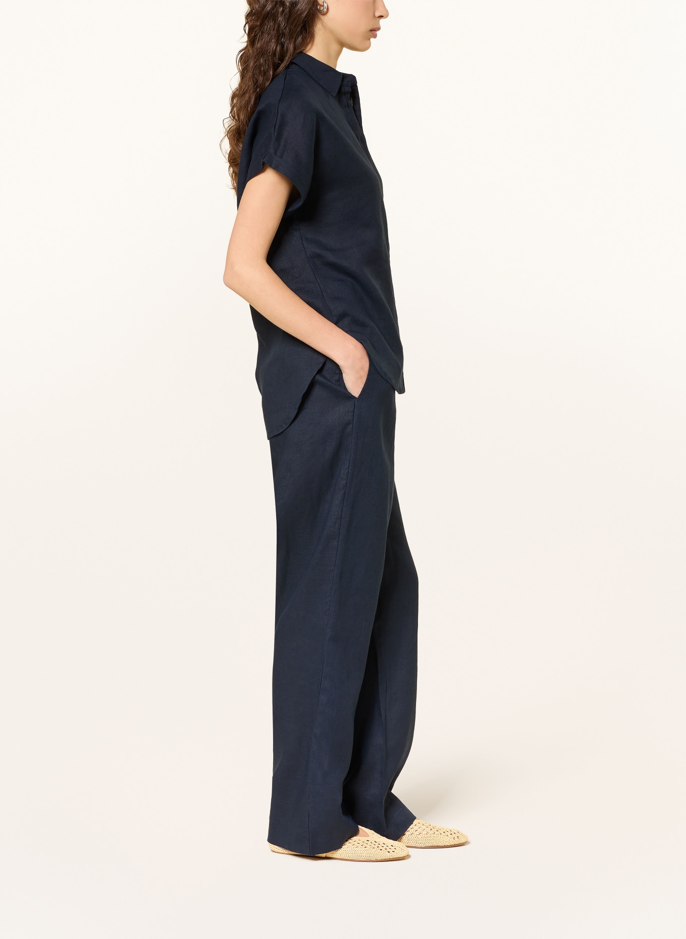 (THE MERCER) N.Y. Linen wide-leg pants: DARK BLUE