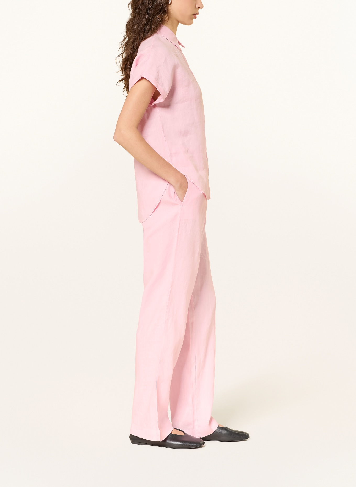 (THE MERCER) N.Y. Linen wide-leg pants: PINK