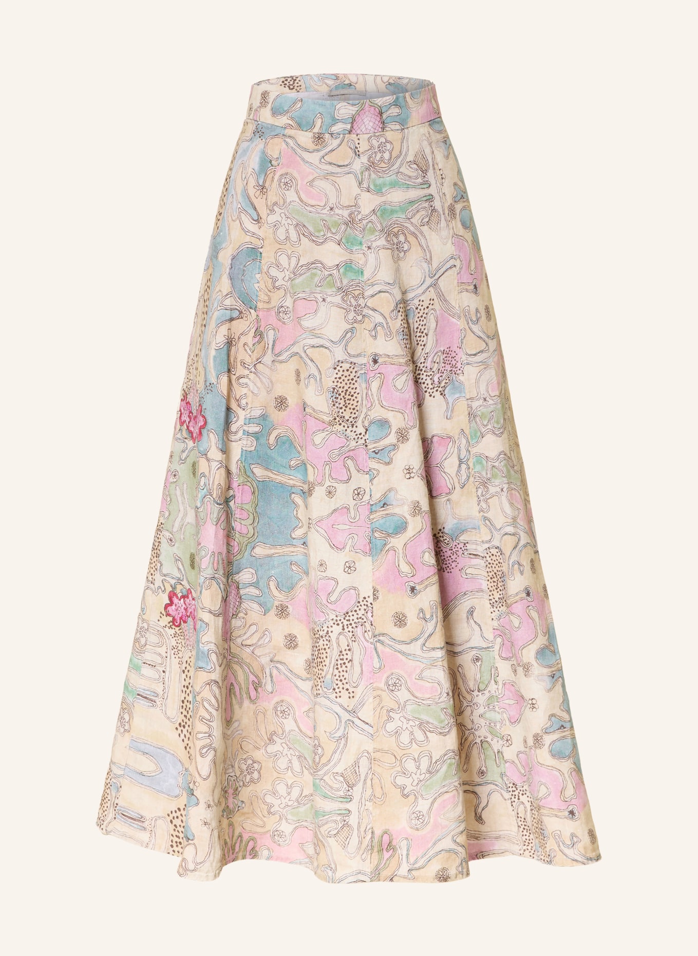 (THE MERCER) N.Y. linen skirt: BEIGE / PINK / GREEN