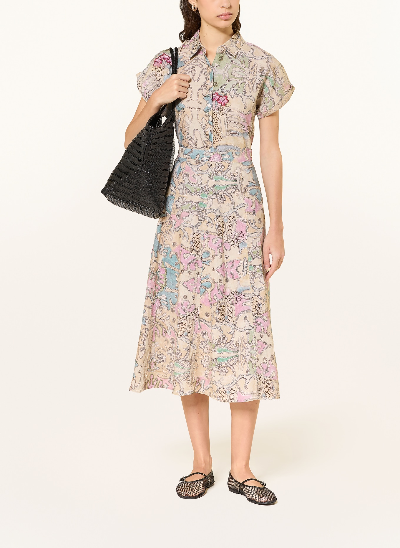 (THE MERCER) N.Y. linen skirt: BEIGE / PINK / GREEN