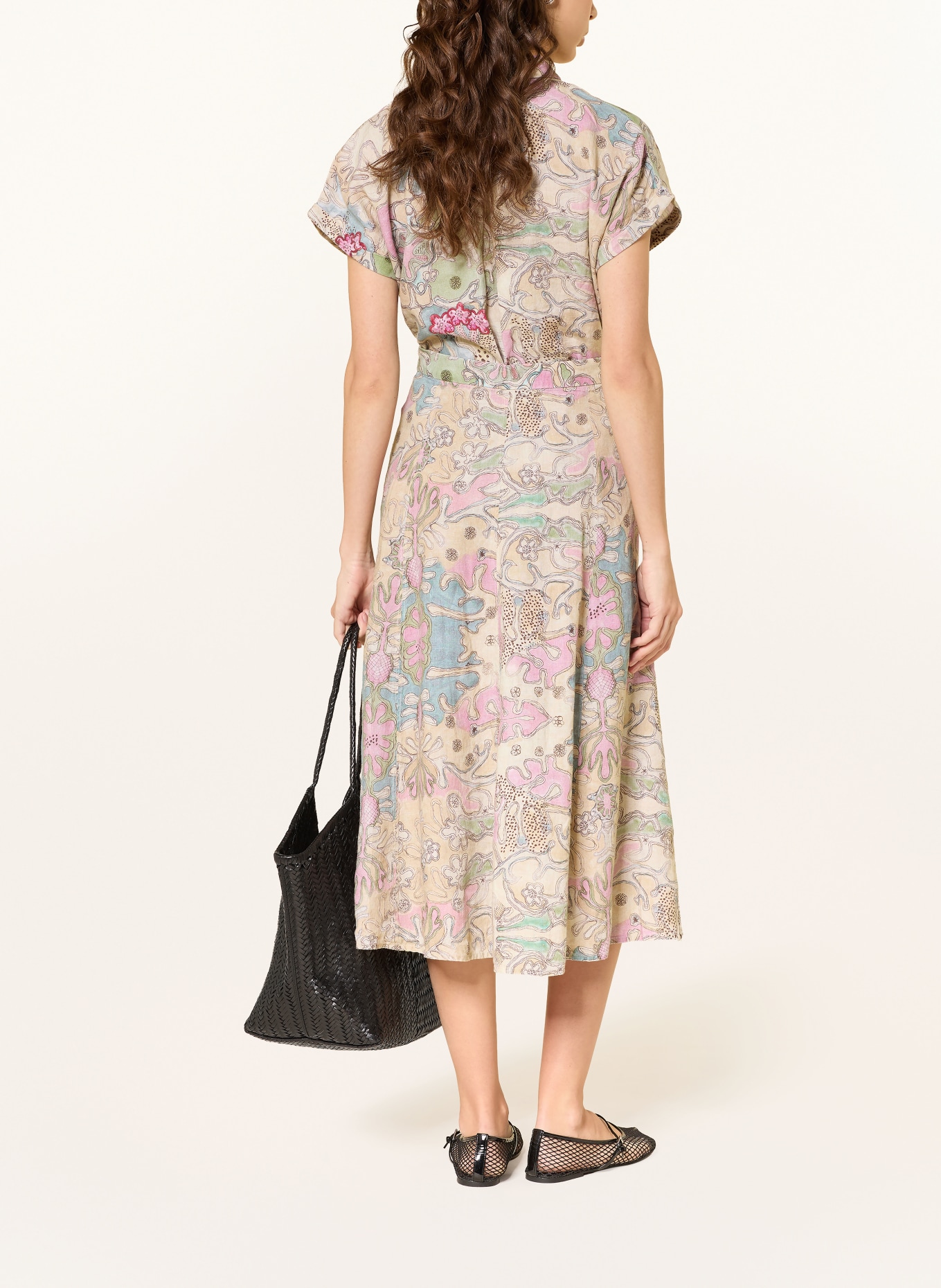 (THE MERCER) N.Y. linen skirt: BEIGE / PINK / GREEN