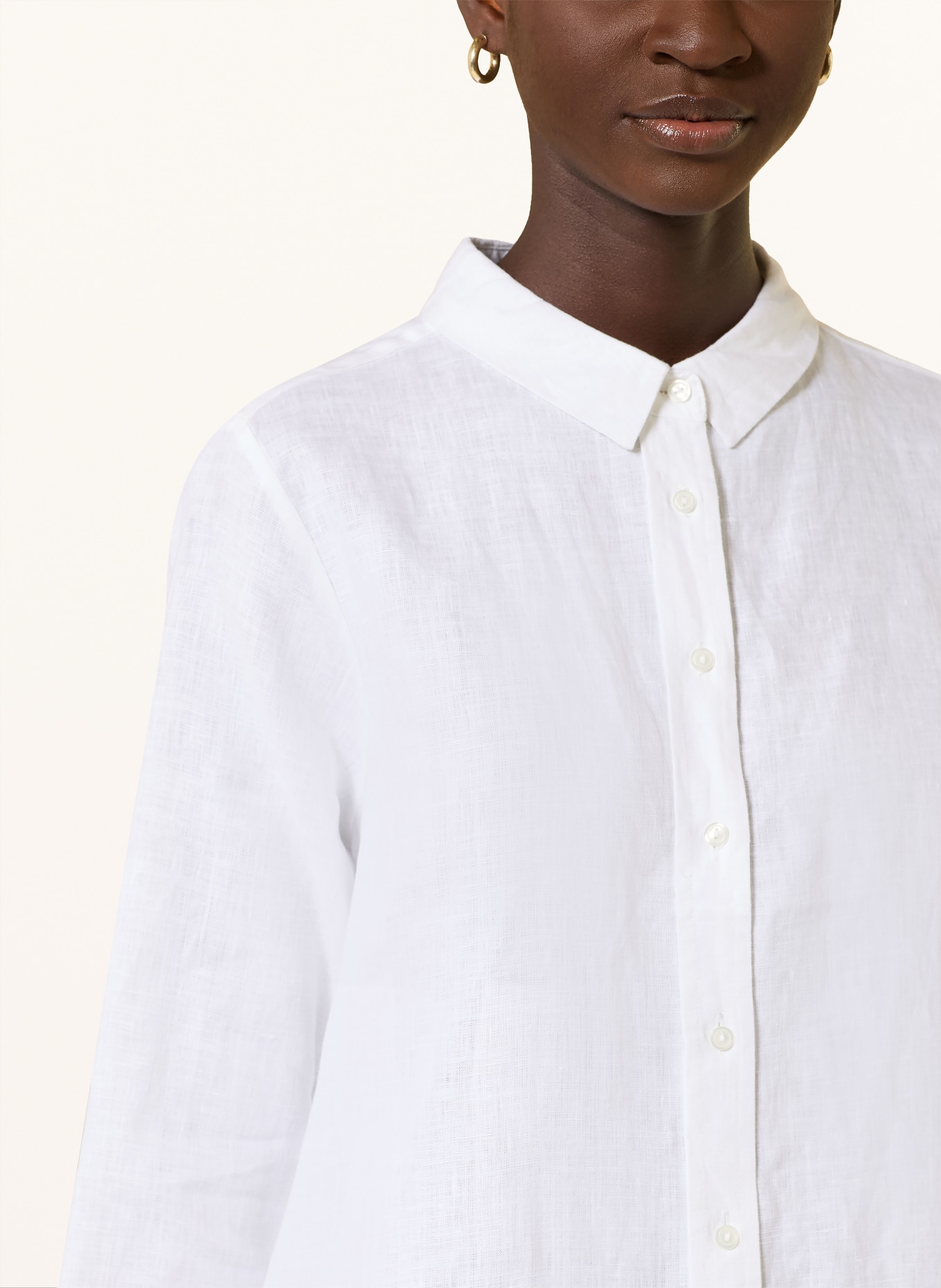 (THE MERCER) N.Y. Lněné šaty s 3/4 rukávy: BÍLÁ