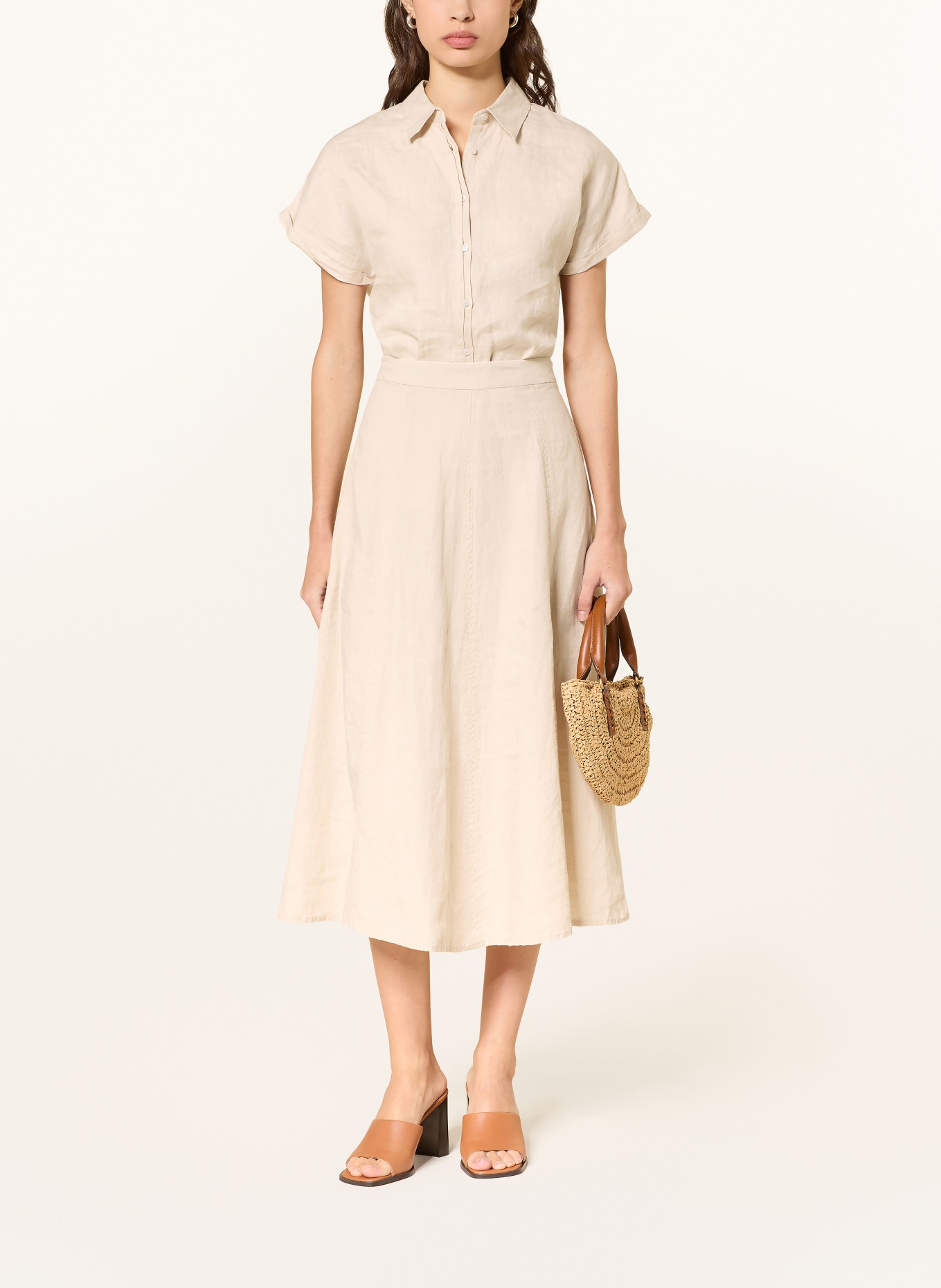 (THE MERCER) N.Y. linen skirt: BEIGE