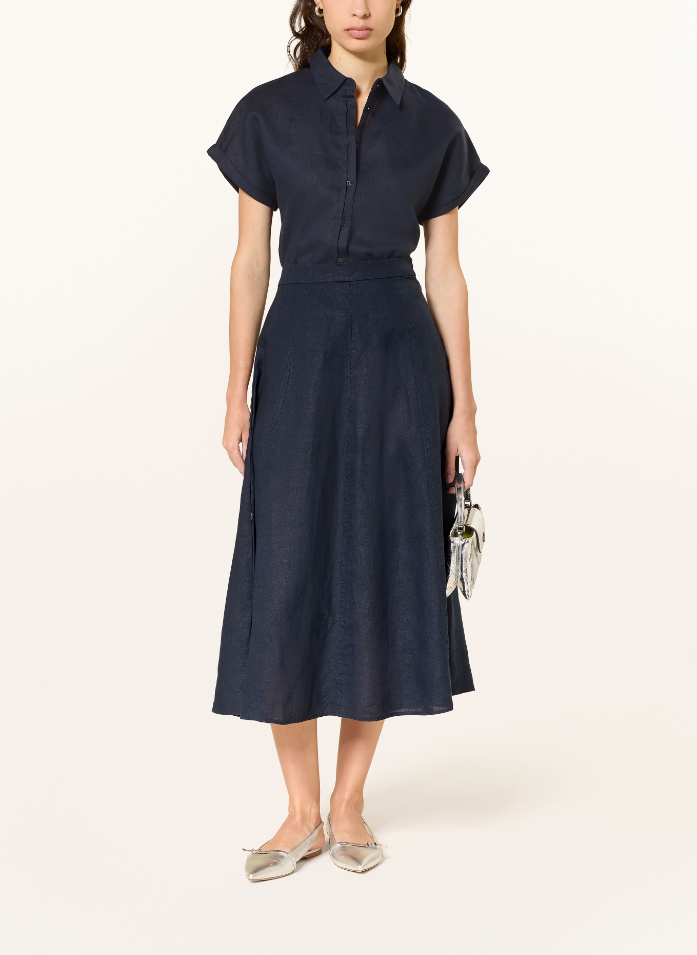 (THE MERCER) N.Y. linen skirt: DARK BLUE