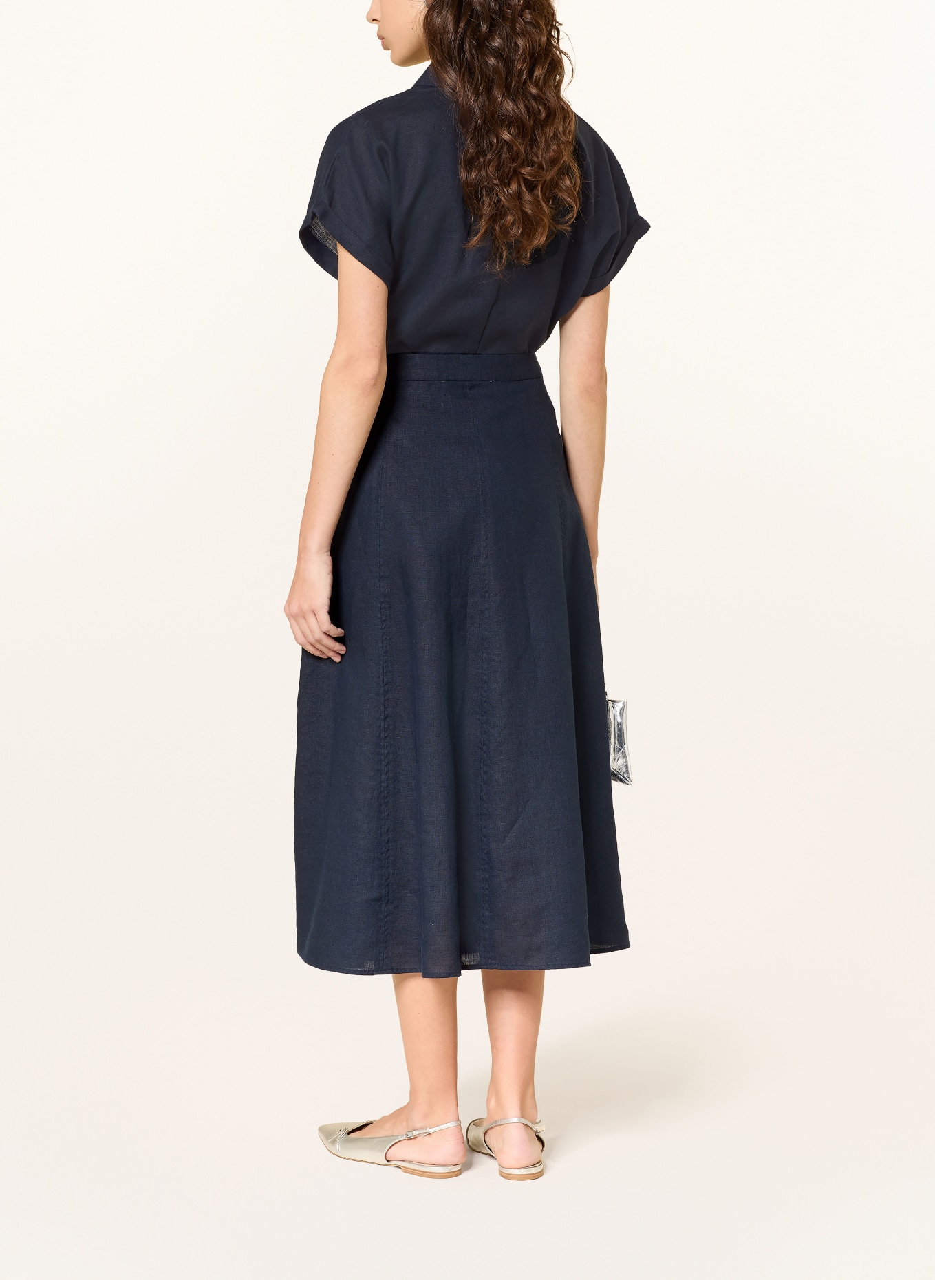 (THE MERCER) N.Y. linen skirt: DARK BLUE