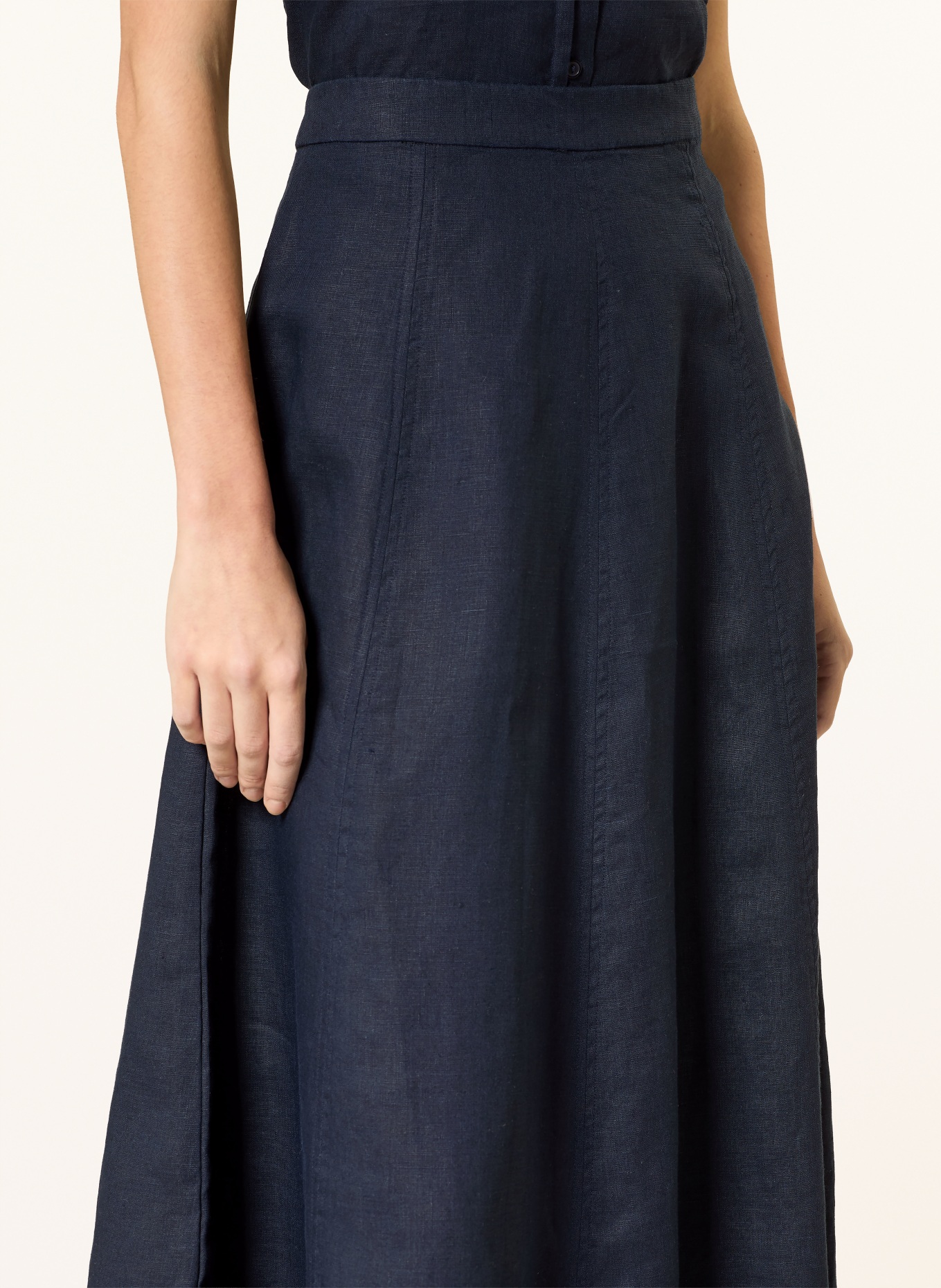 (THE MERCER) N.Y. linen skirt: DARK BLUE