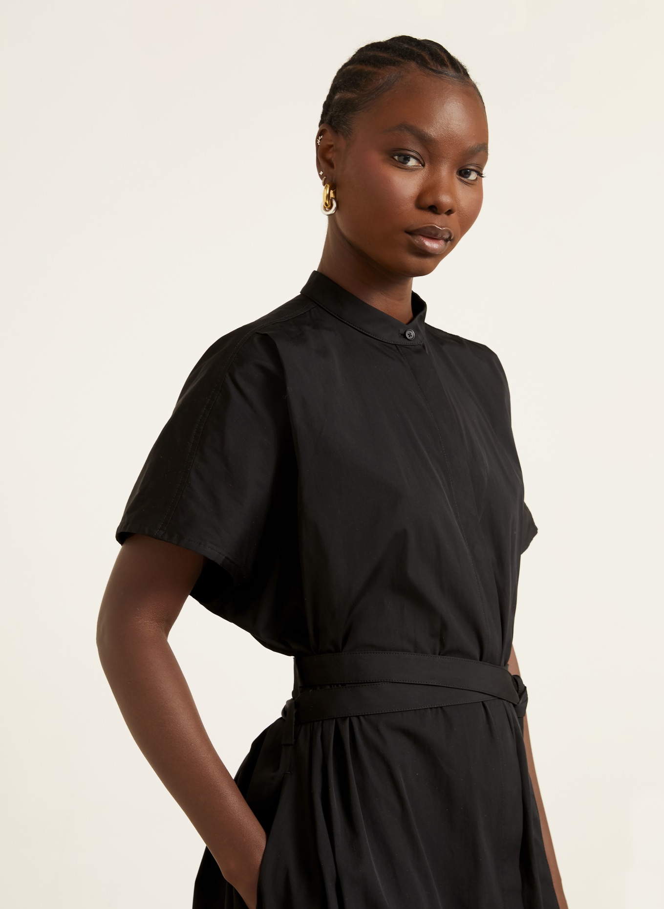 JIL SANDER shirt dress: BLACK