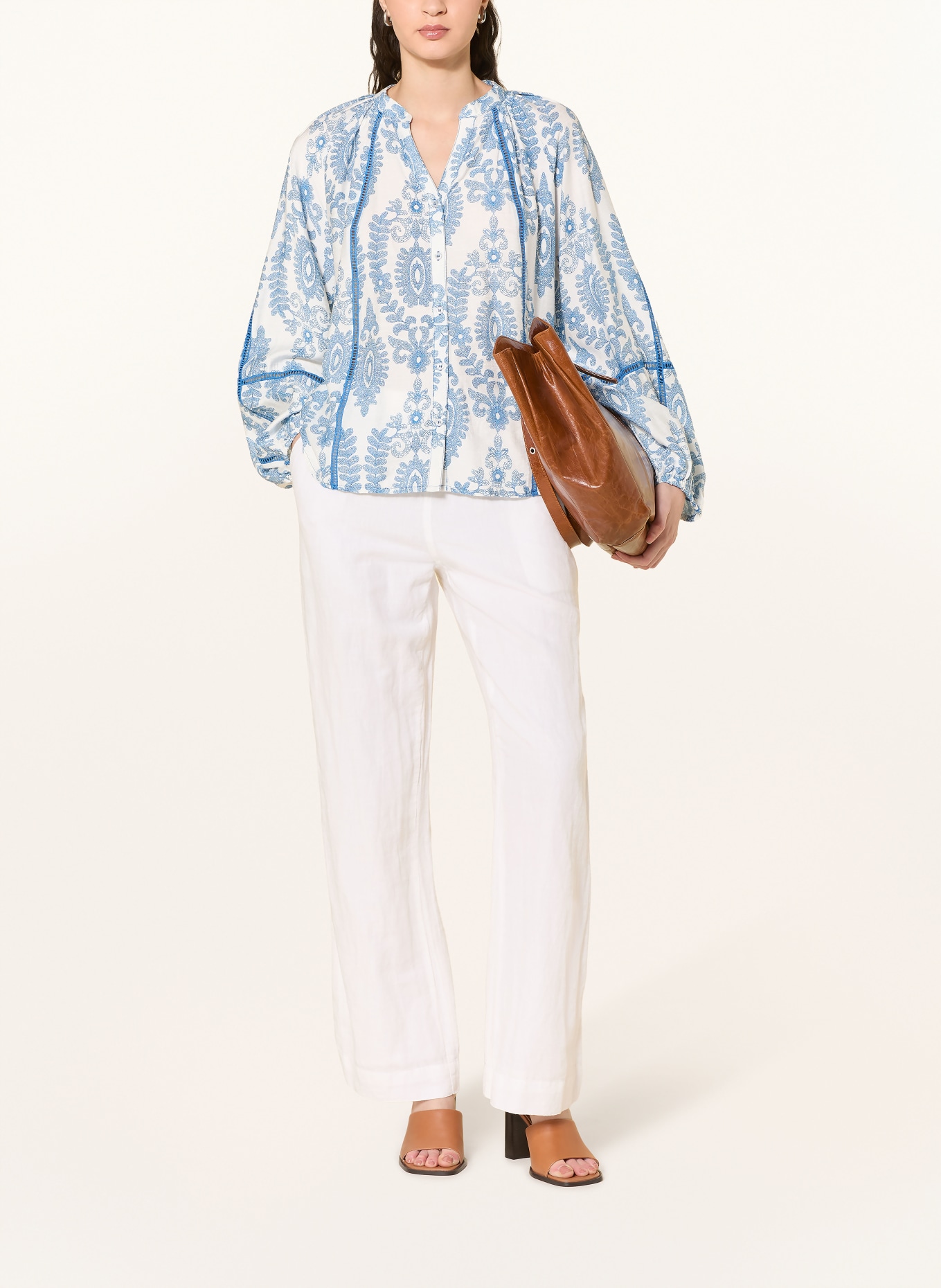 lollys laundry VEROLL blouse: BLUE / WHITE