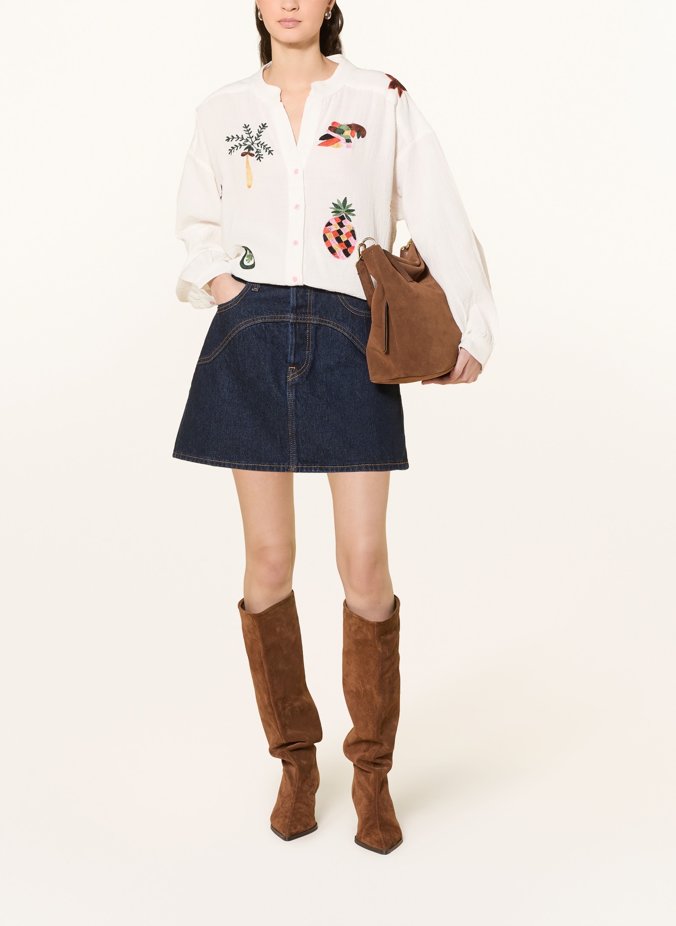 lollys laundry SCOTTIELL blouse: CREAM / PINK / GREEN