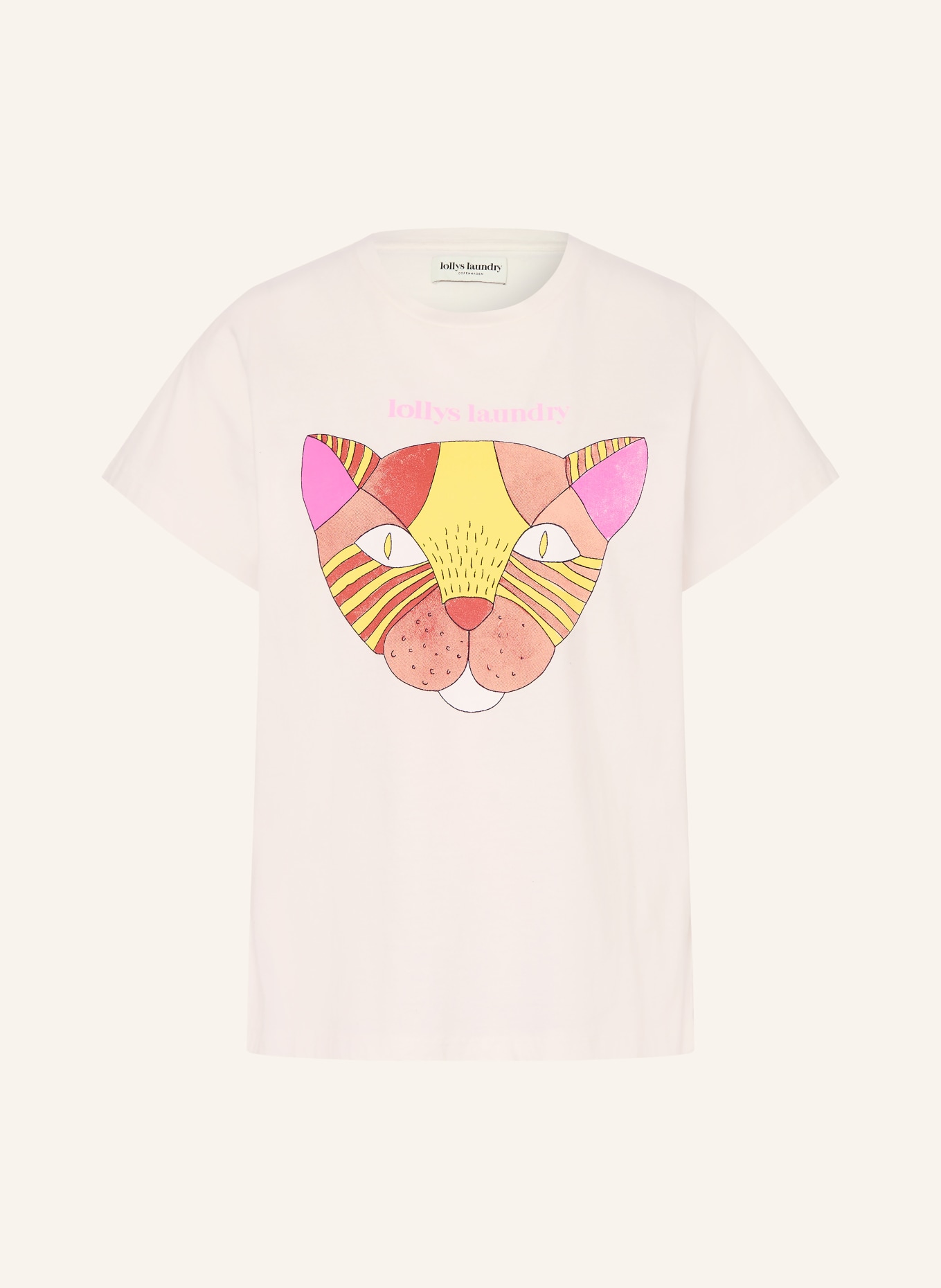lollys laundry ROMALL T-shirt: ECRU / PINK / YELLOW