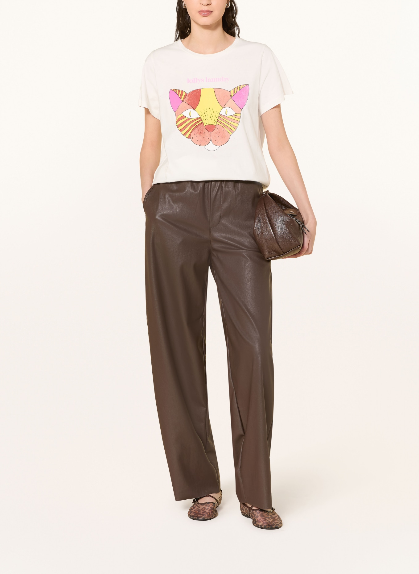 lollys laundry ROMALL T-shirt: ECRU / PINK / YELLOW