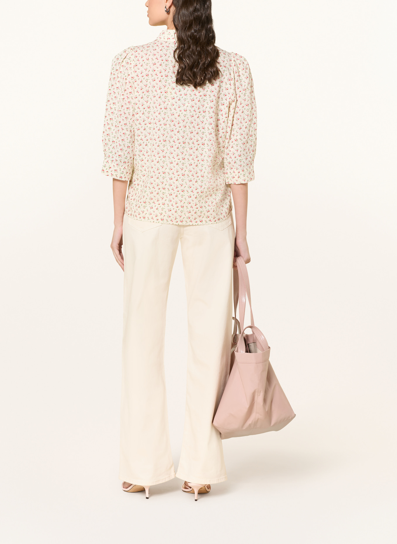 lollys laundry BONOLL shirt blouse with 3/4 sleeves: ECRU / RED / GREEN