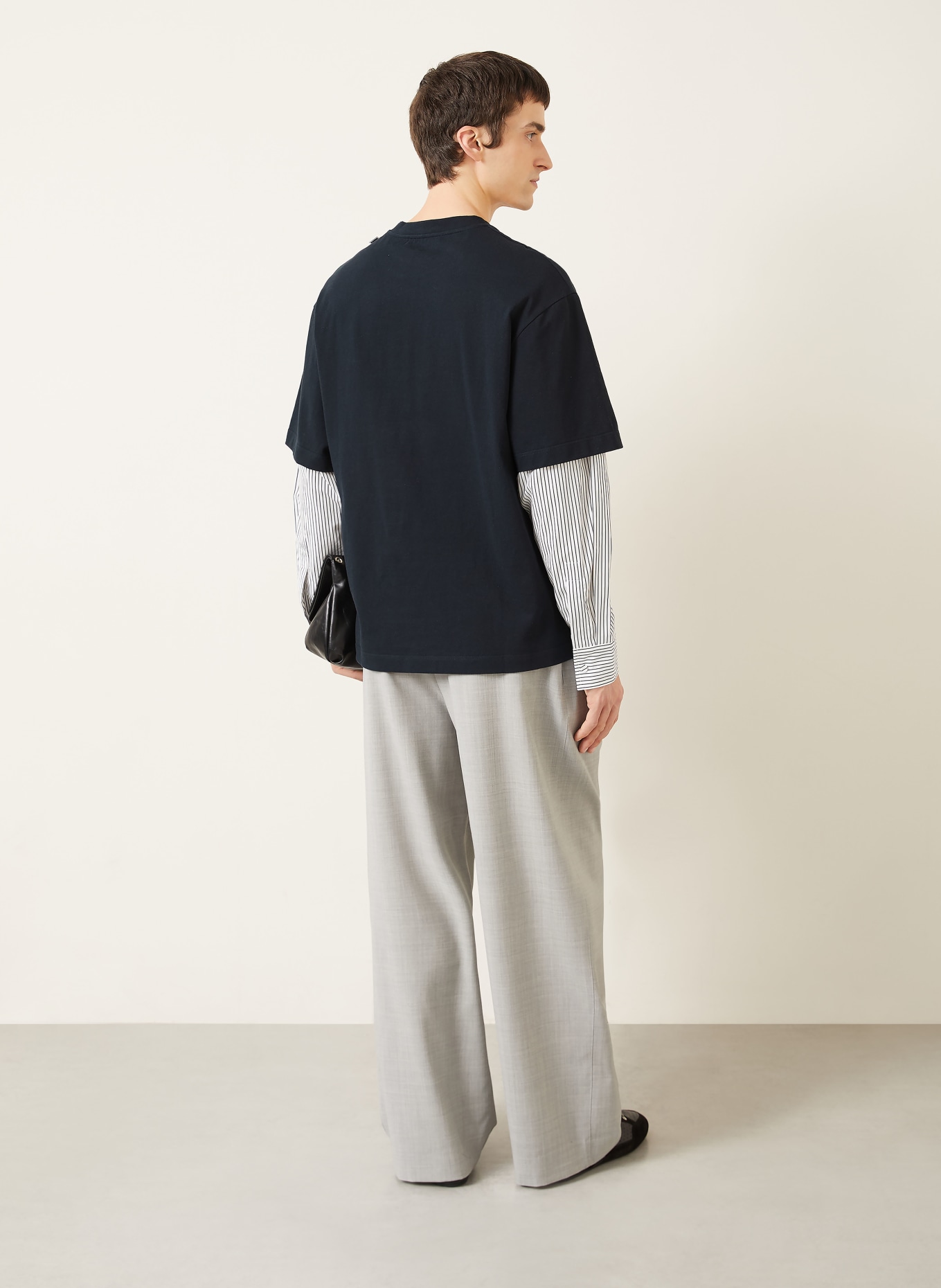 JIL SANDER Longsleeve im Materialmix: SCHWARZ / WEISS