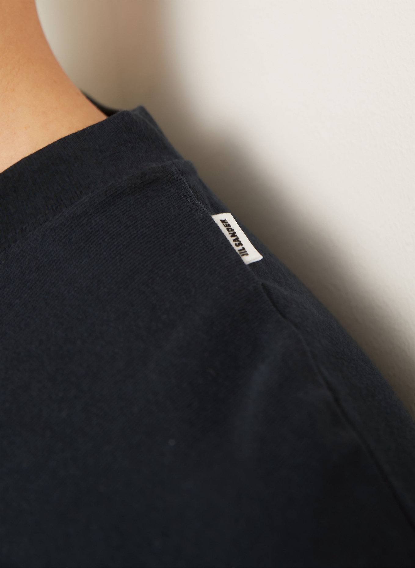 JIL SANDER Longsleeve im Materialmix: SCHWARZ / WEISS