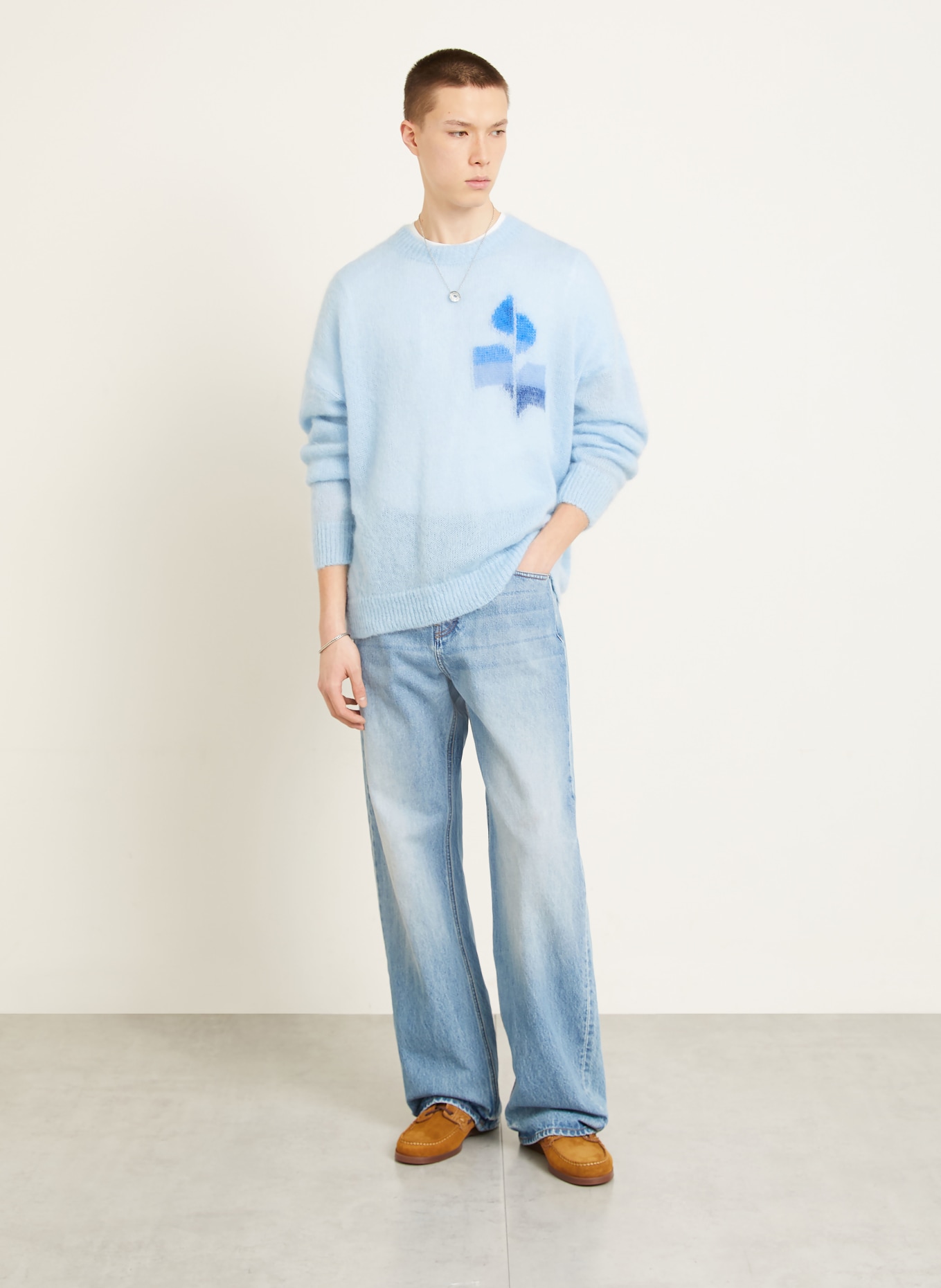 ISABEL MARANT Pullover DRANY mit Mohair: HELLBLAU / DUNKELBLAU