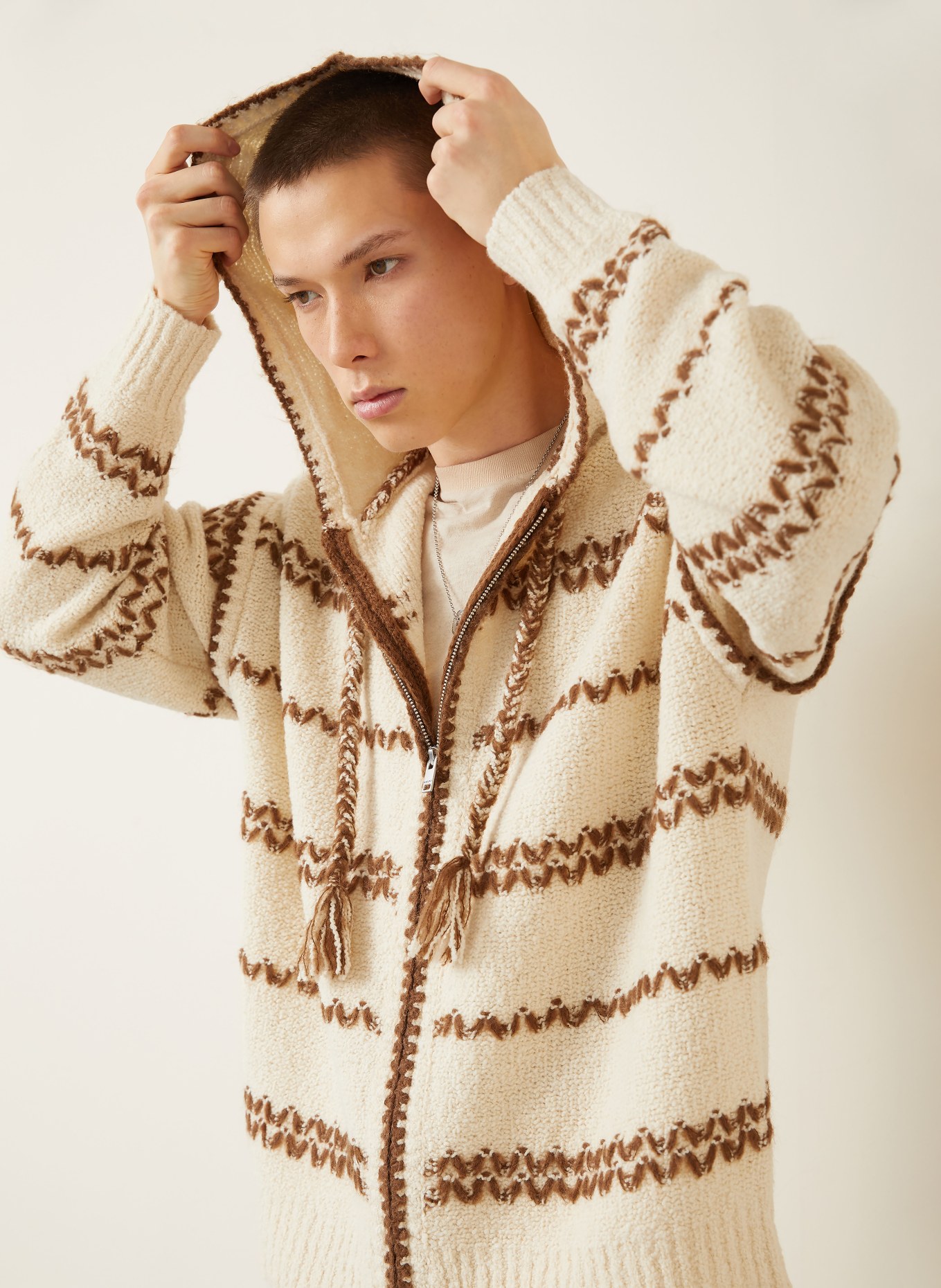 ISABEL MARANT Strickjacke ROLIAN: ECRU / BRAUN