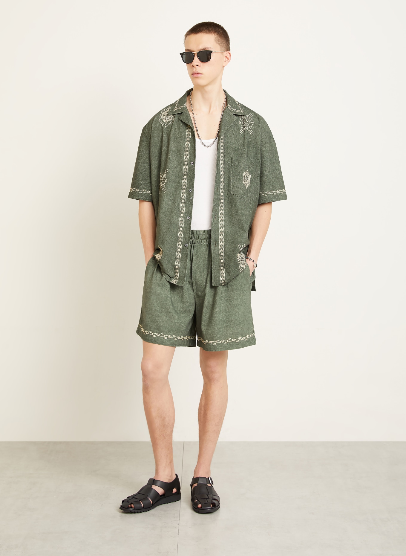 ISABEL MARANT Jerseyshorts ZILAN: OLIV / BEIGE