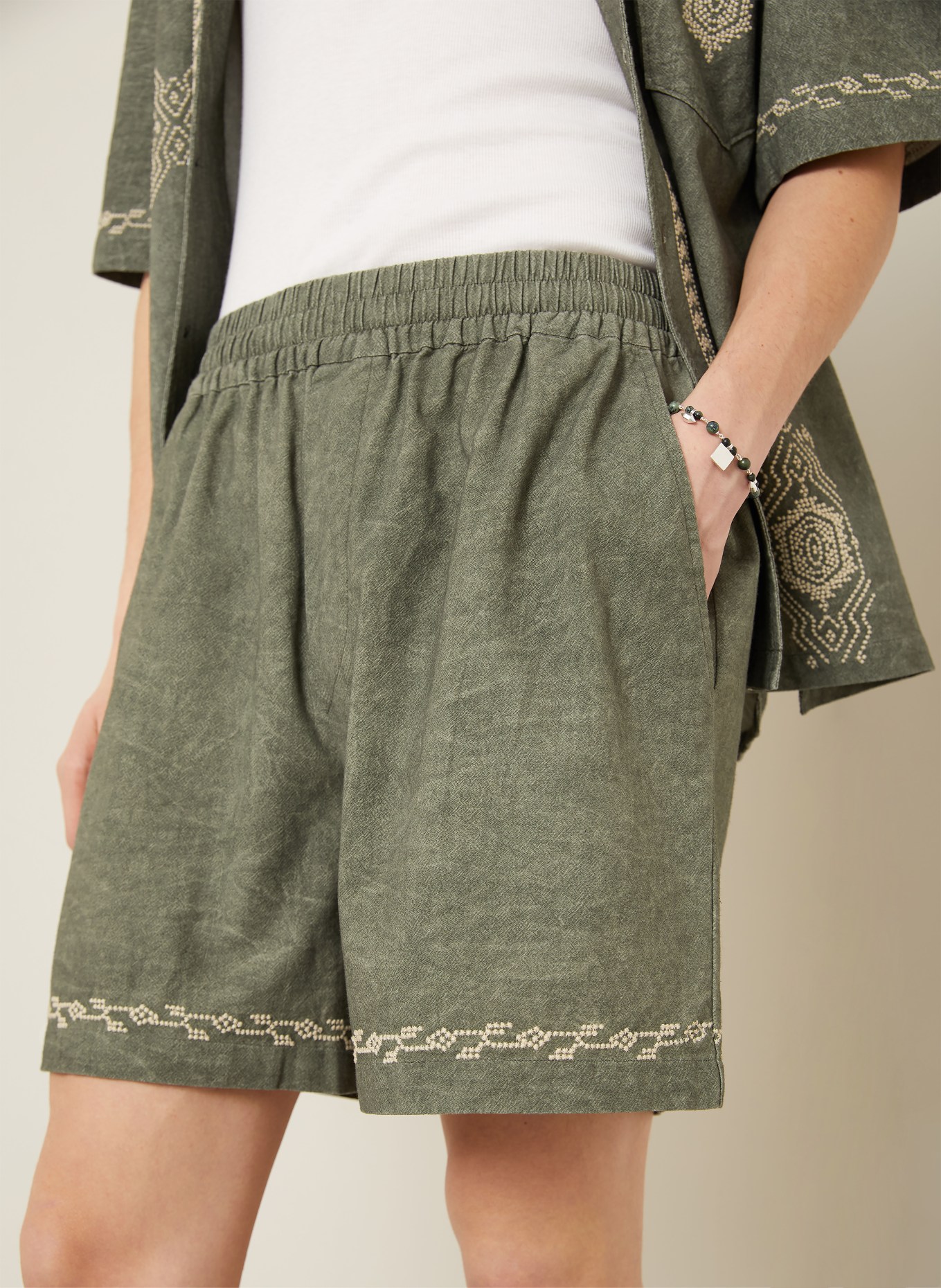 ISABEL MARANT Jerseyshorts ZILAN: OLIV / BEIGE