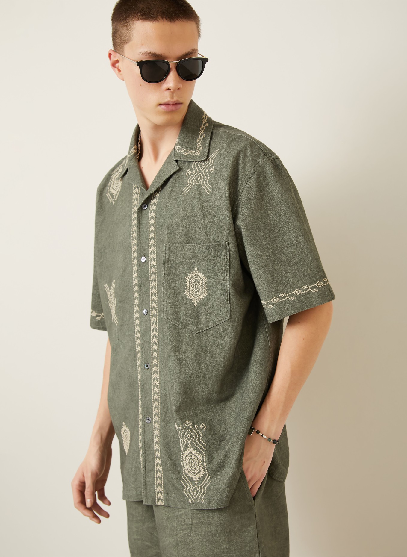 ISABEL MARANT Resorthemd ZEKIM Comfort Fit: KHAKI / CREME