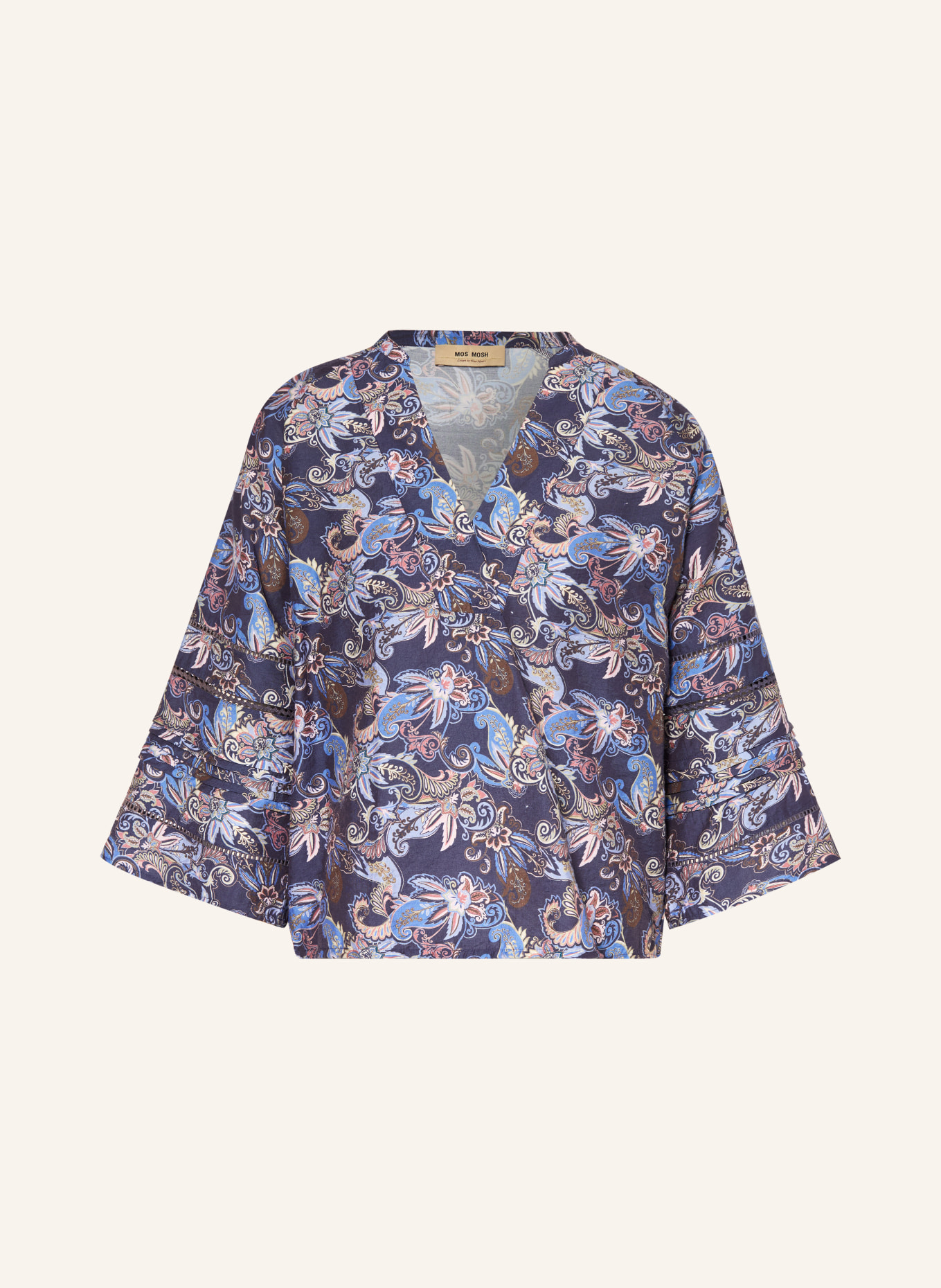 MOS MOSH Blusenshirt MMGATA mit 3/4-Arm: DUNKELBLAU / BRAUN / HELLBLAU