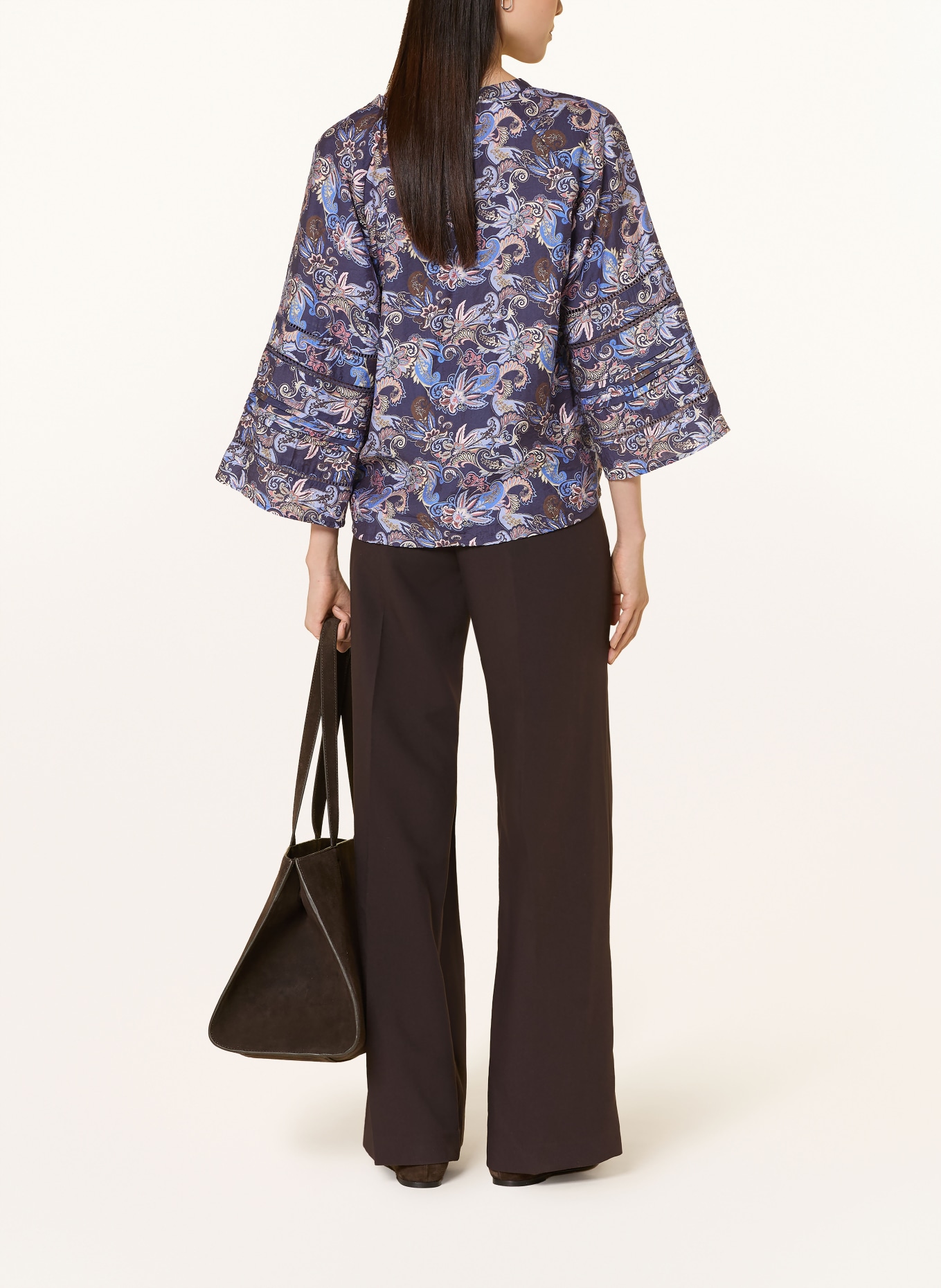 MOS MOSH Blusenshirt MMGATA mit 3/4-Arm: DUNKELBLAU / BRAUN / HELLBLAU