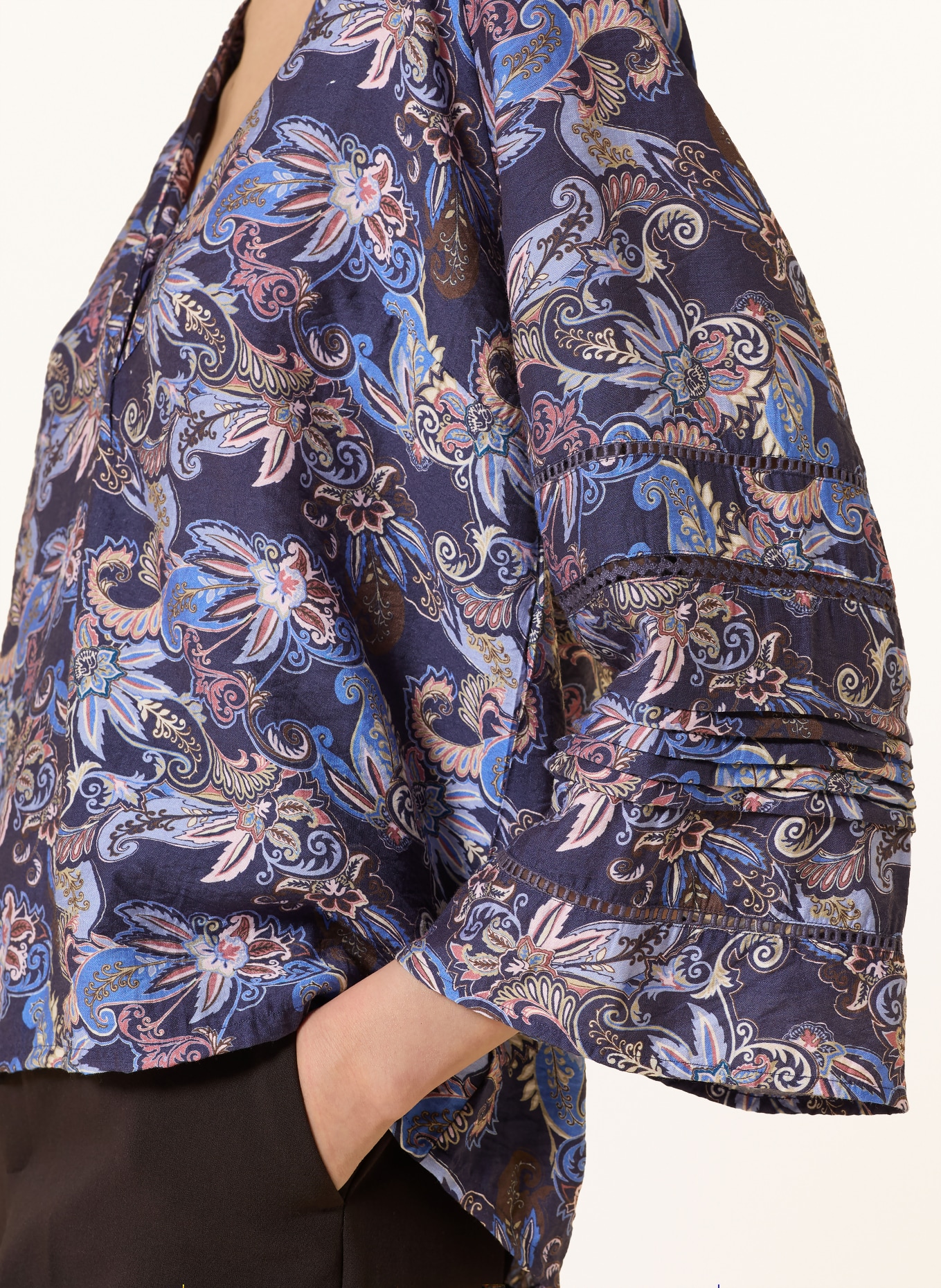 MOS MOSH Blusenshirt MMGATA mit 3/4-Arm: DUNKELBLAU / BRAUN / HELLBLAU