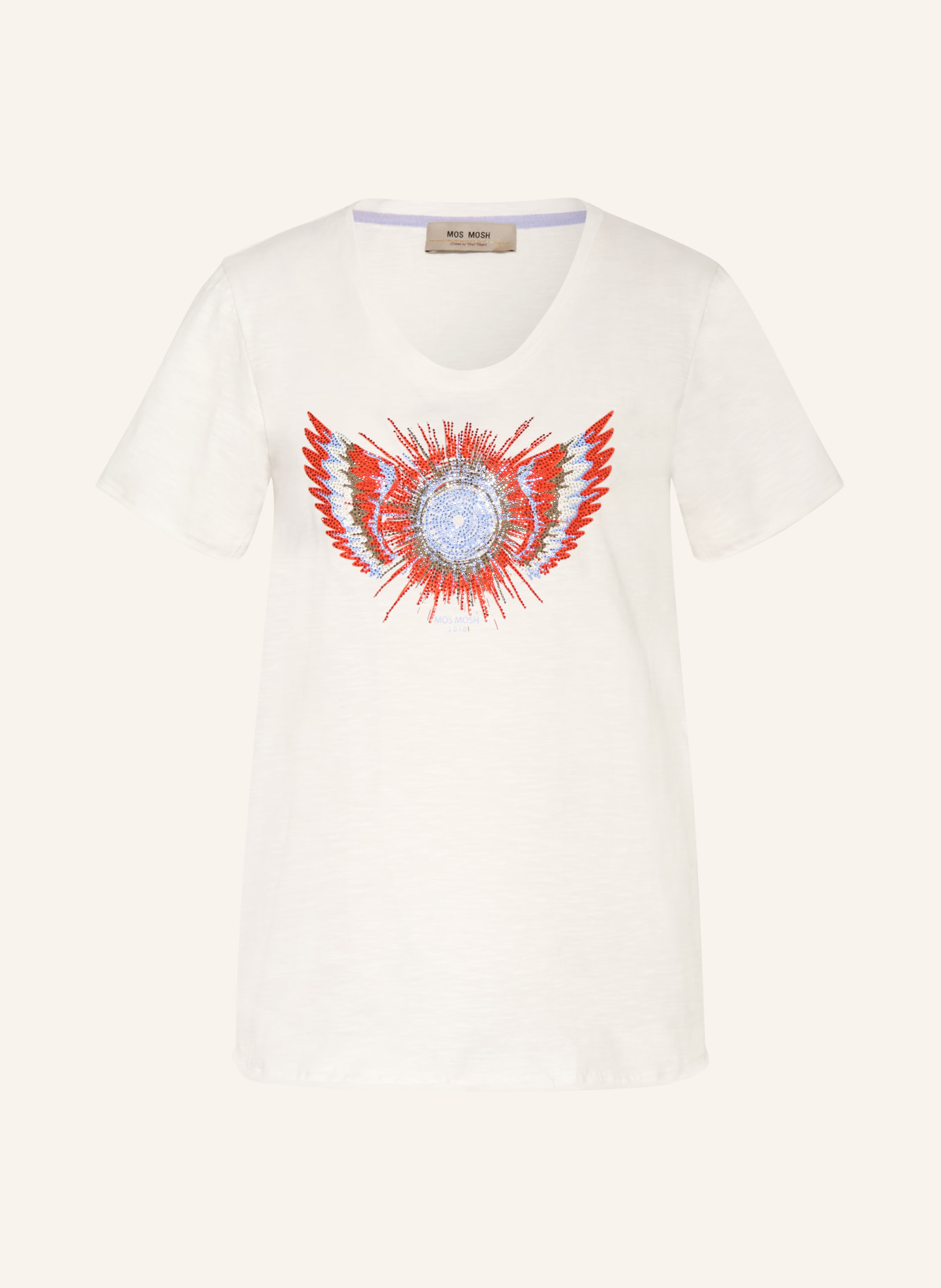 MOS MOSH T-shirt MMROMI avec pierres précieuses: BLANC / ROUGE