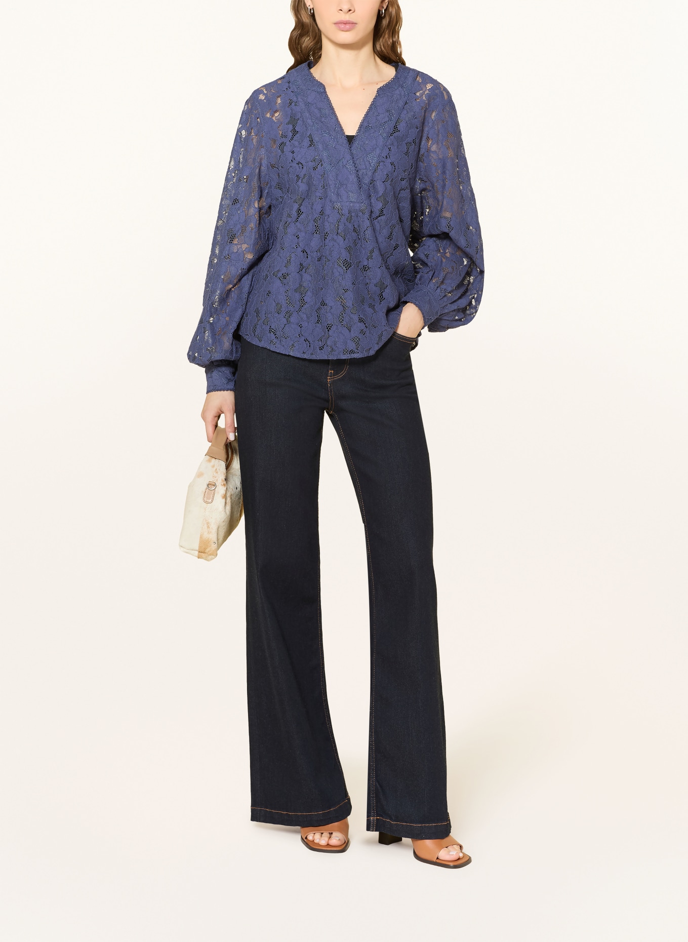 MOS MOSH Blusenshirt MMYEN RIVER aus Spitze: DUNKELBLAU