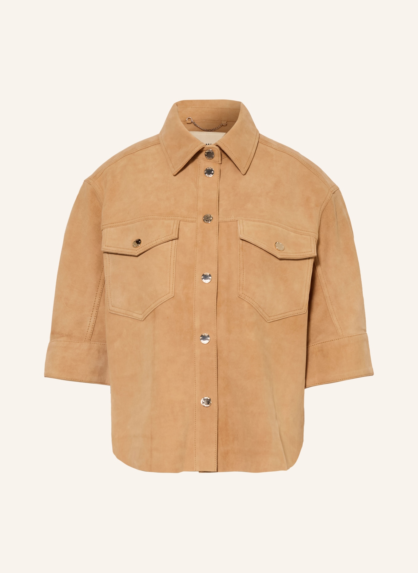 MOS MOSH Leather blouse MMSIGGA: LIGHT BROWN
