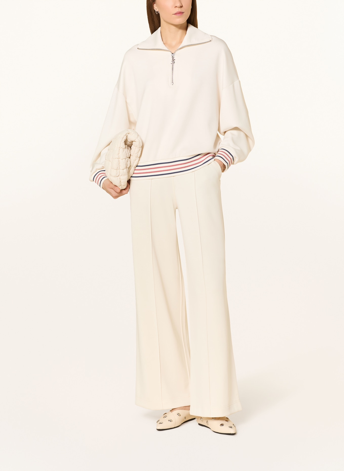 MOS MOSH Sweatshirt MMGEORGIA: ECRU / LIGHT RED / DARK BLUE