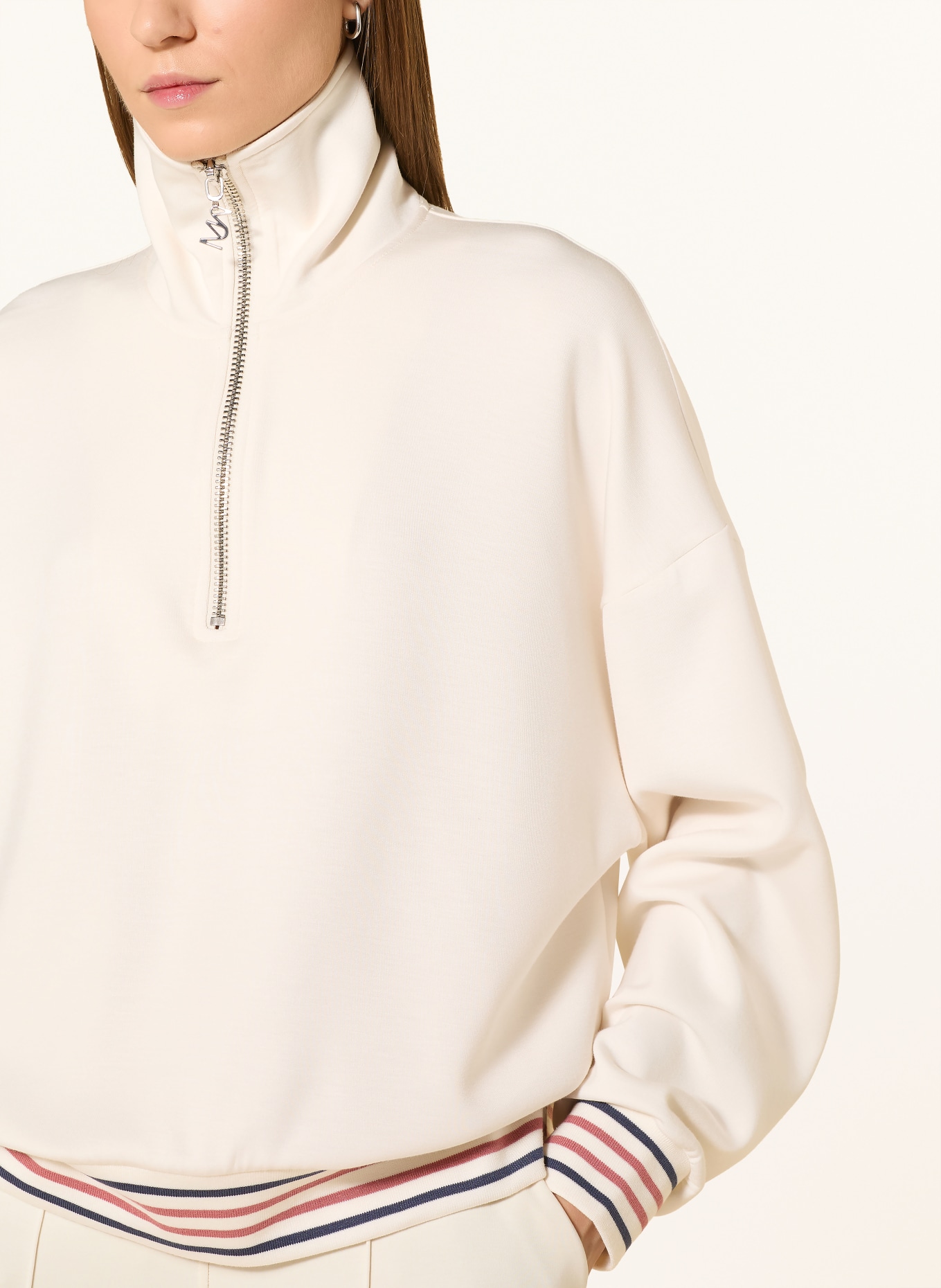 MOS MOSH Sweatshirt MMGEORGIA: ECRU / LIGHT RED / DARK BLUE