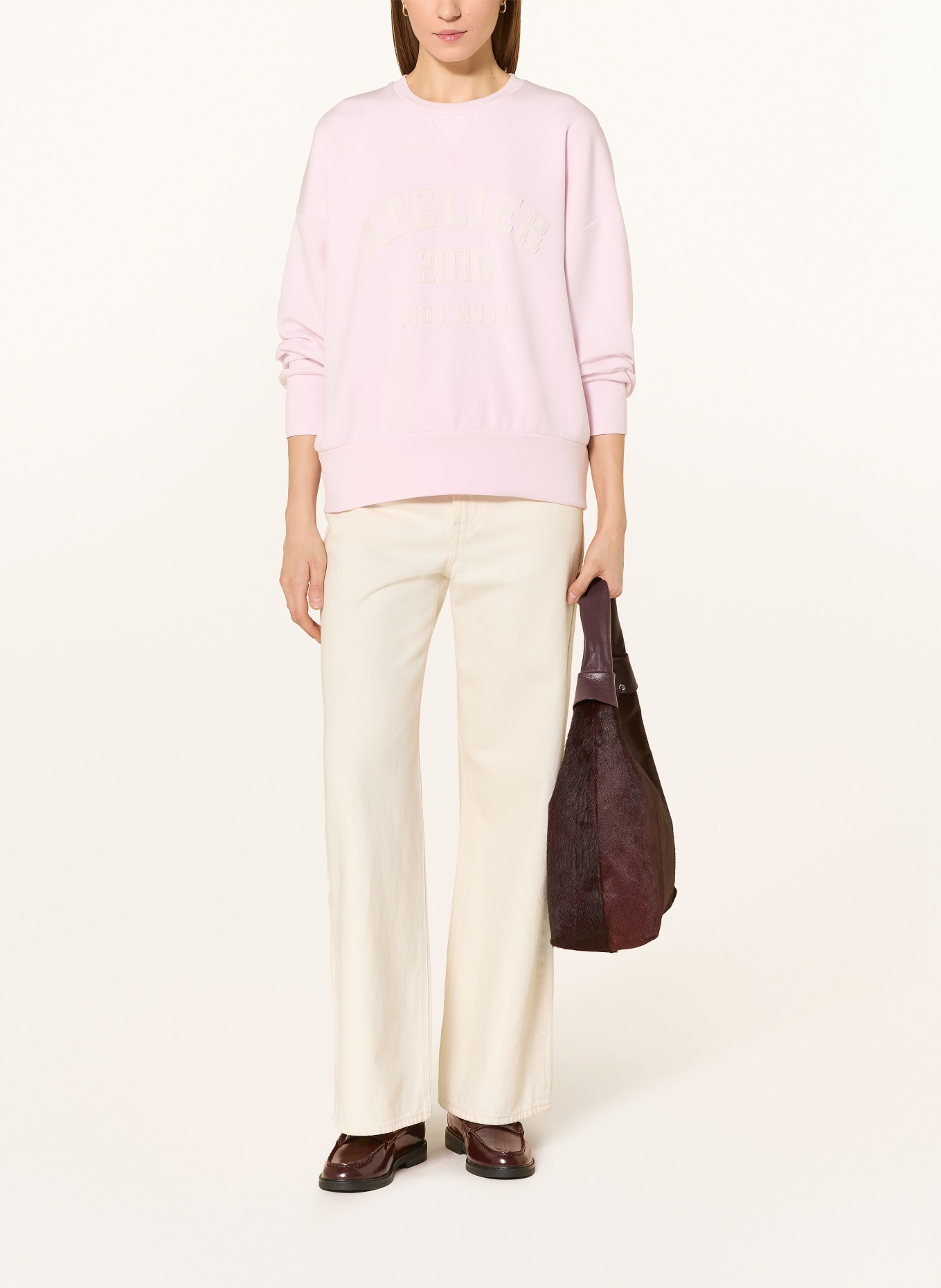 MOS MOSH Oversized sweatshirt MMNIMA: LIGHT PINK / ECRU