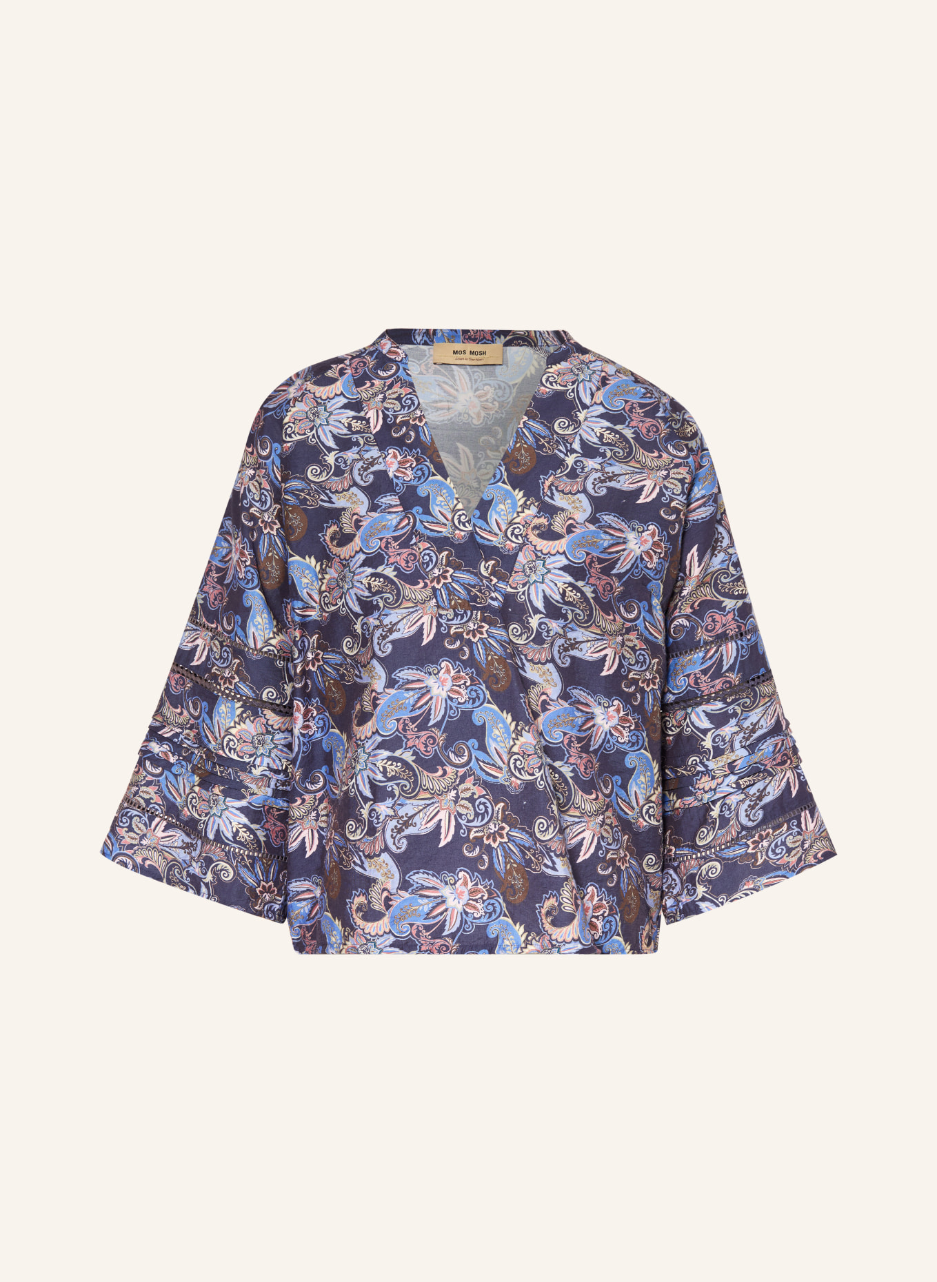 MOS MOSH Blusenshirt MMGATA mit 3/4-Arm: DUNKELBLAU / BRAUN / HELLBLAU