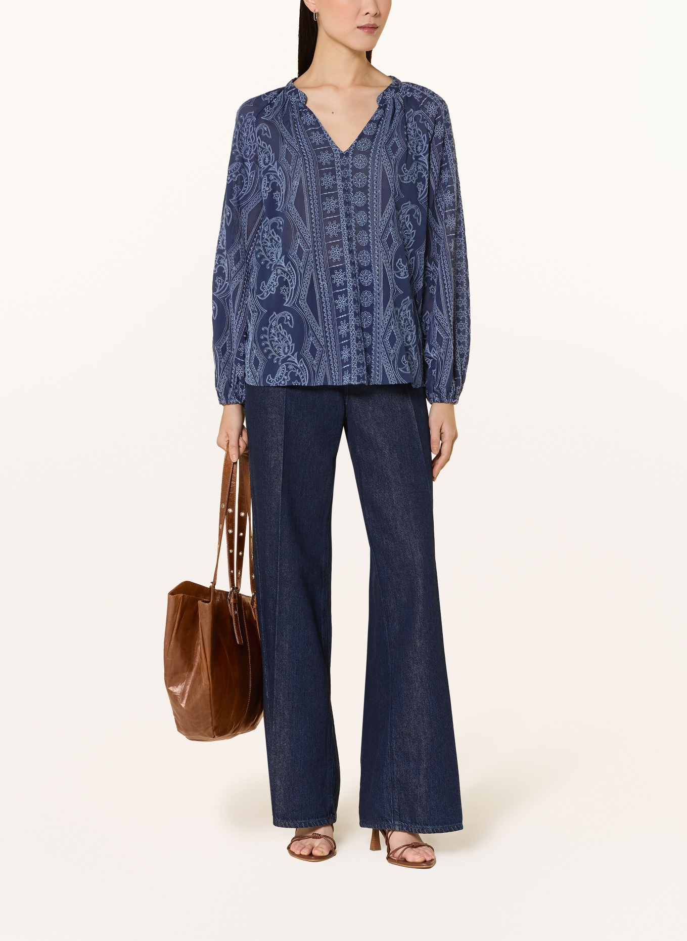 MOS MOSH Chemisier MMGATA à manches 3/4: BLEU FONCÉ / BLEU CLAIR