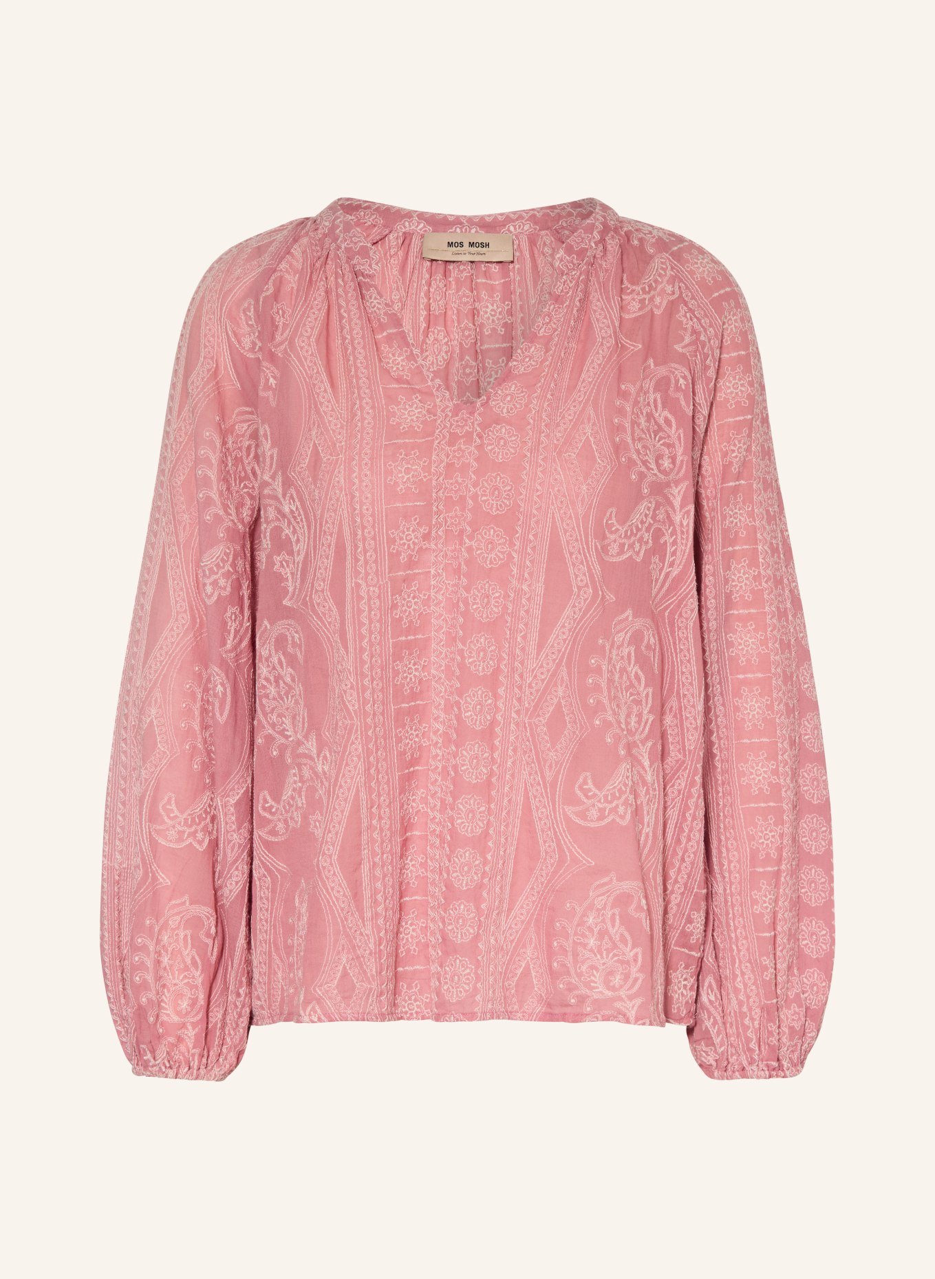 MOS MOSH Blůza MMGATA s 3/4 rukávem: STARORŮŽOVÁ / BÍLÁ